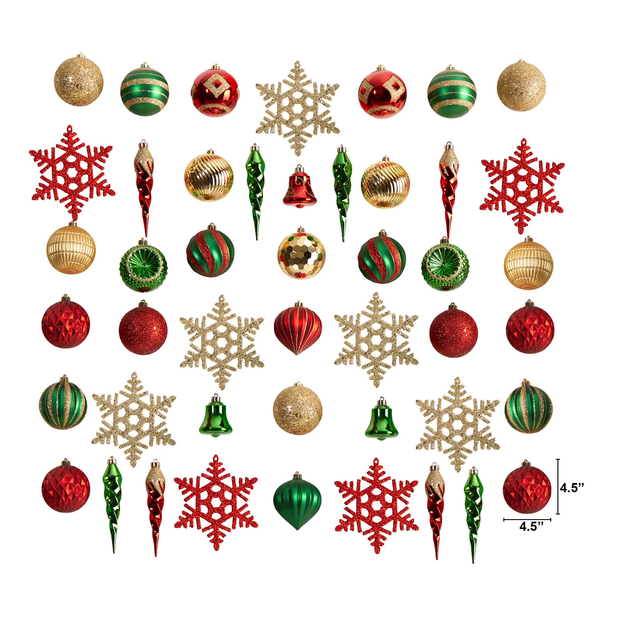50ct. Holiday Deluxe Shatterproof Christmas Tree Ornament Box Set