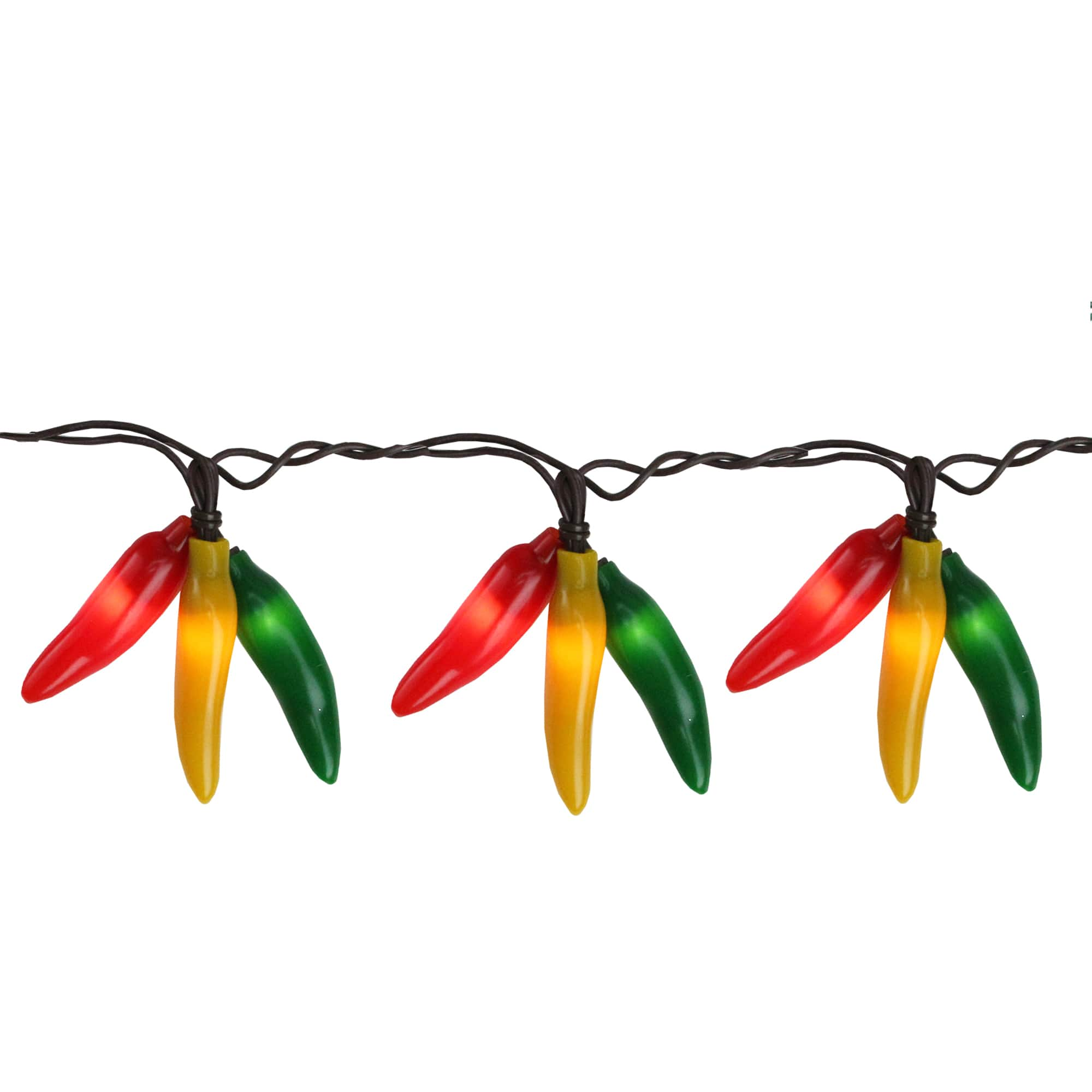 36ct. Orange, Yellow &#x26; Green Chili Pepper Cluster String Lights Set