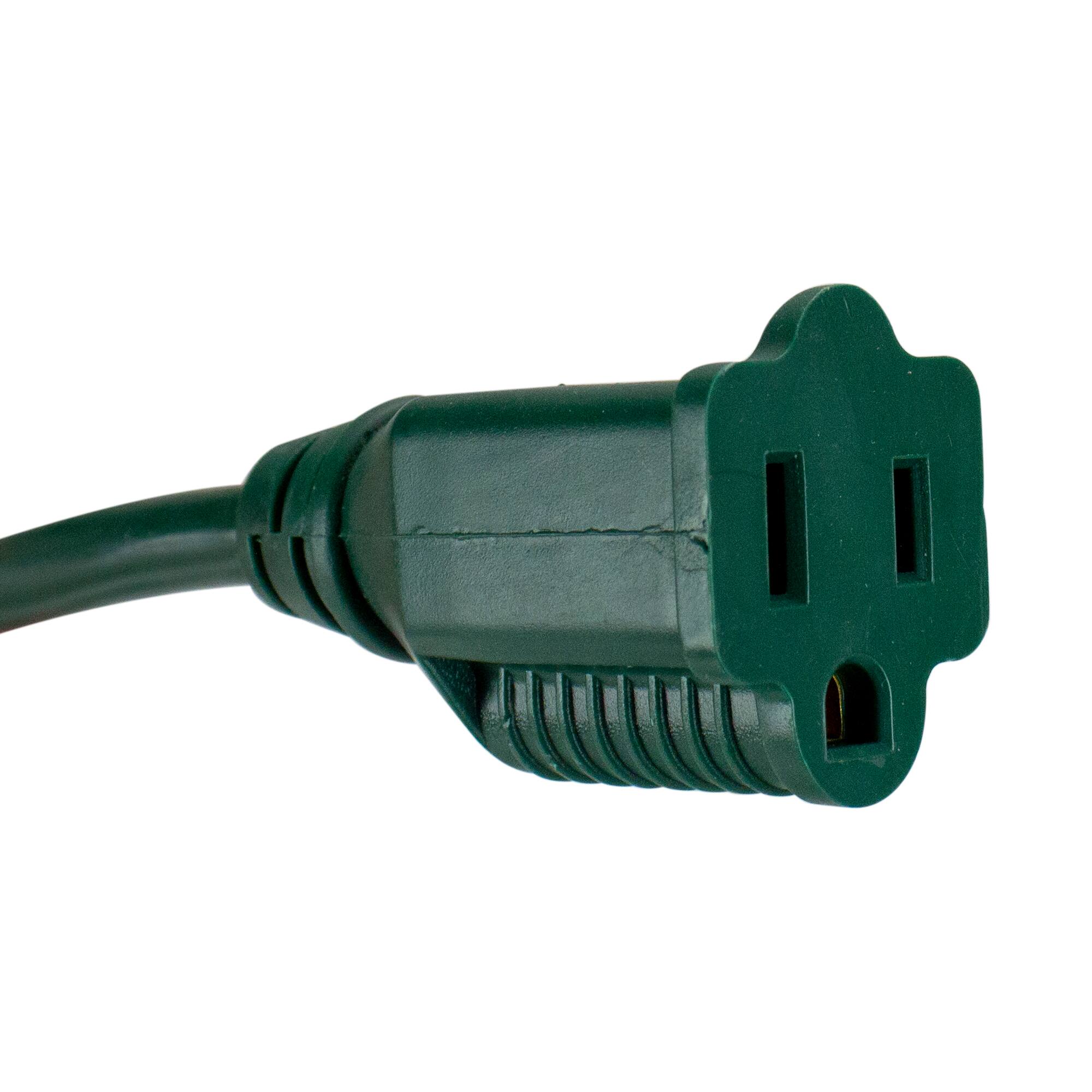 25ft Green 3-Prong Outdoor Extension Power Cord with Outlet Block