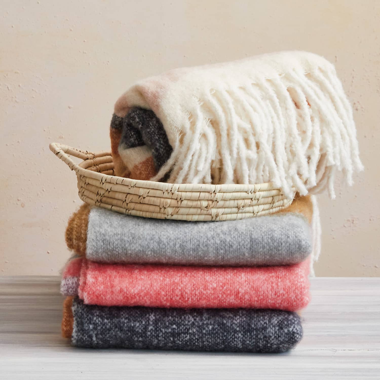Hello Honey&#xAE; Multicolor Dark Striped Acrylic and Wool Throw Blanket