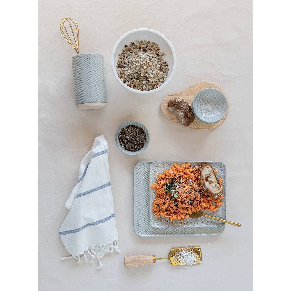 Hello Honey&#xAE; Blue &#x26; White Stripes Cotton Tea Towels with Tassels Set