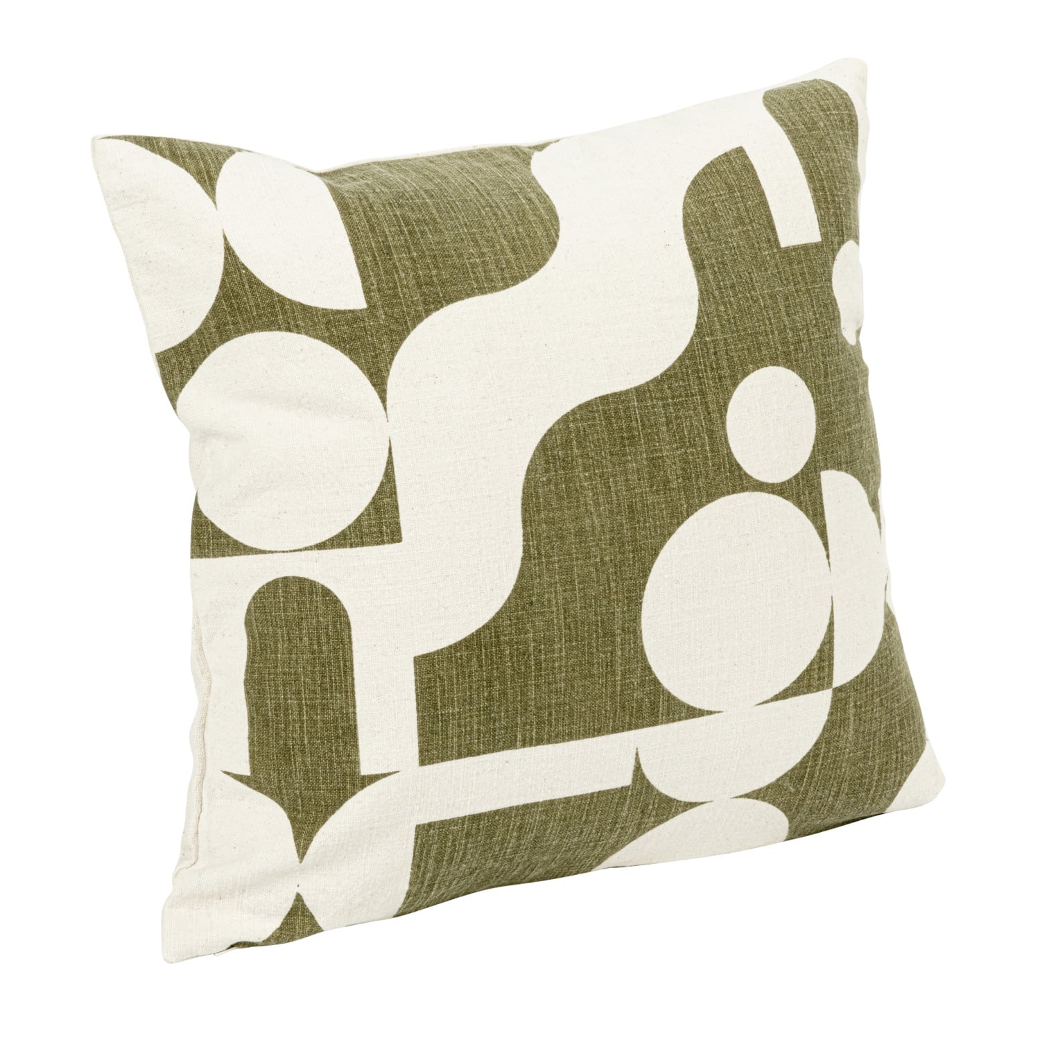 Green &#x26; Natural Abstract Design Cotton Slub Pillow