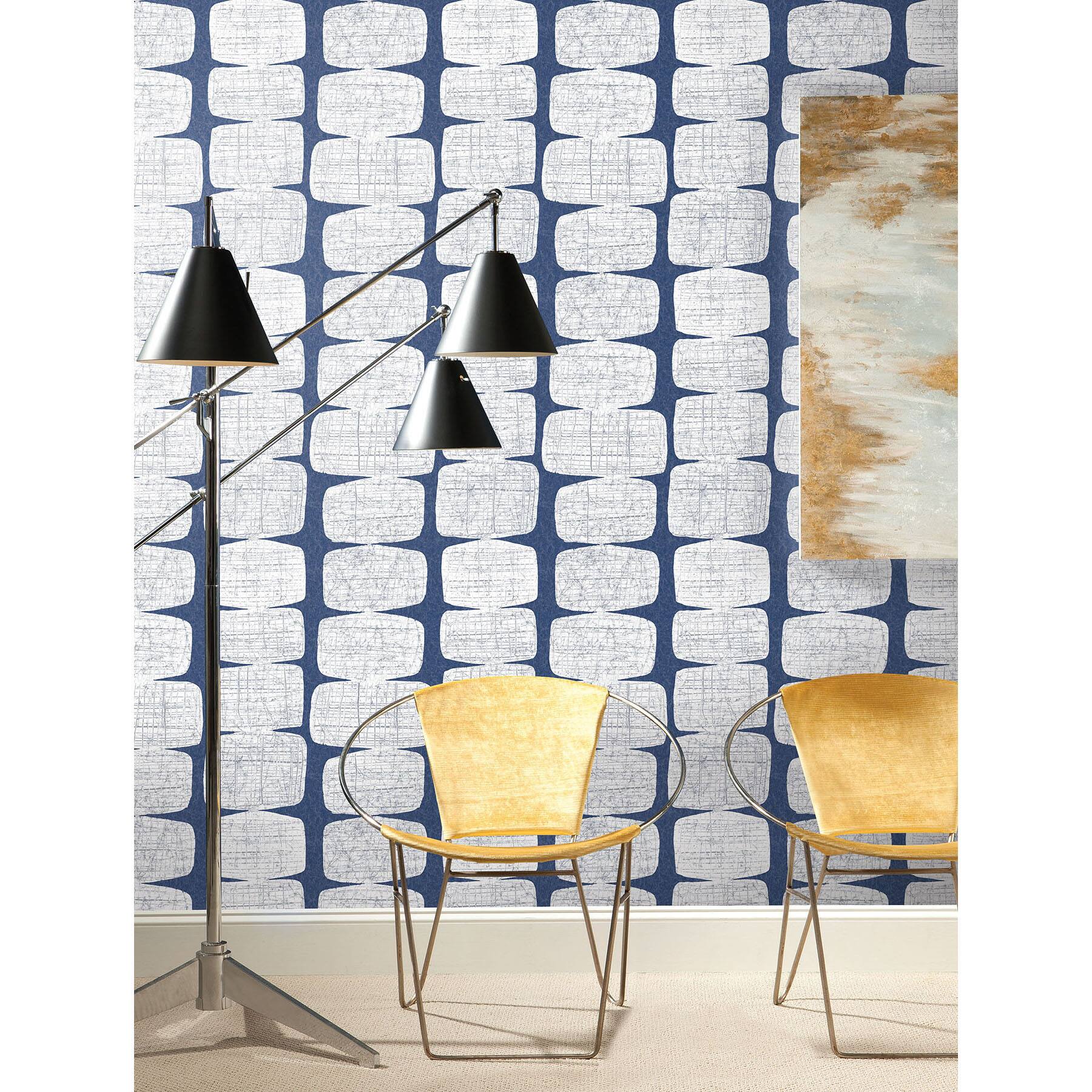 RoomMates Blue Mid-Century Beads Peel & Stick Wallpaper