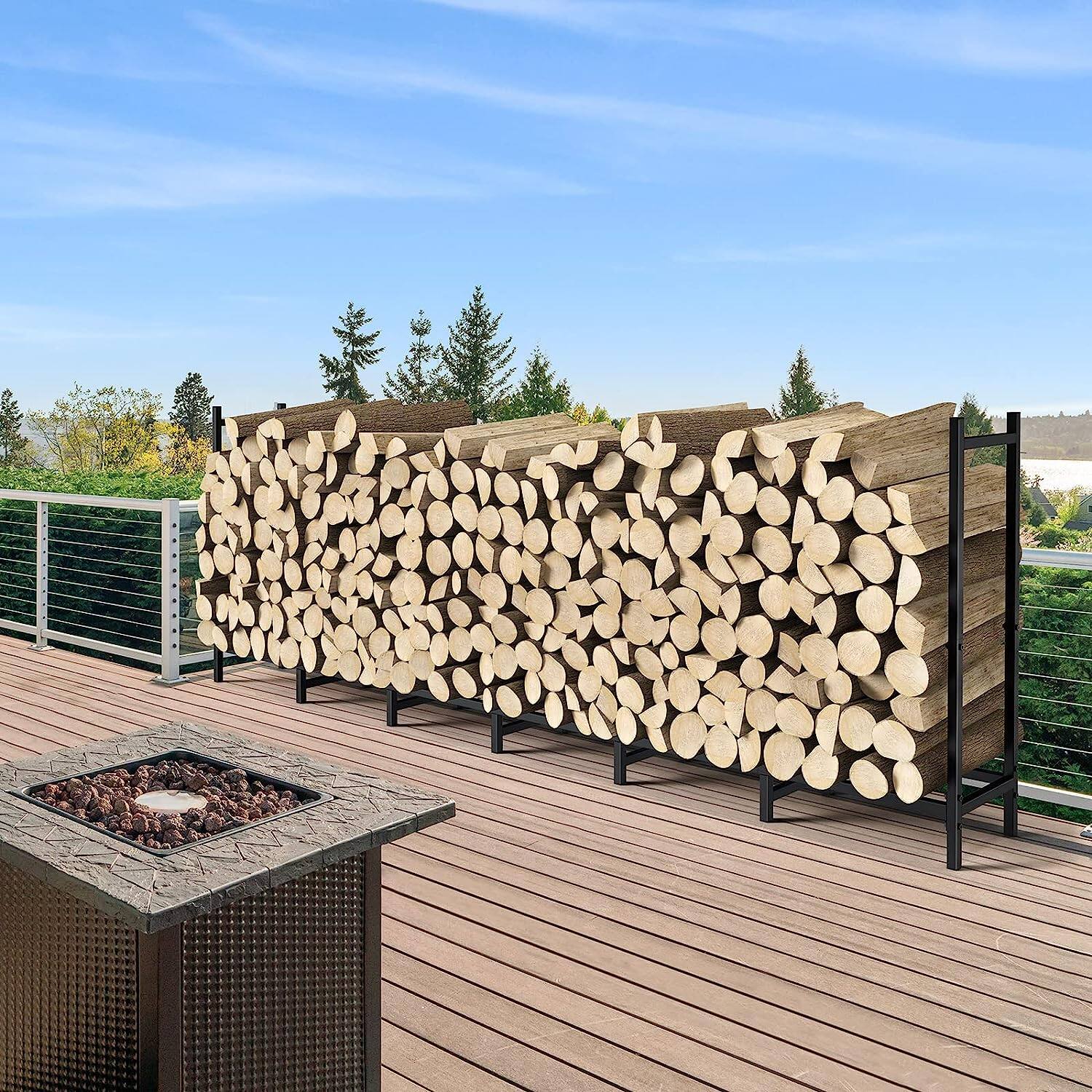 NEX&#x2122; 8ft. Metal Outdoor Firewood Rack