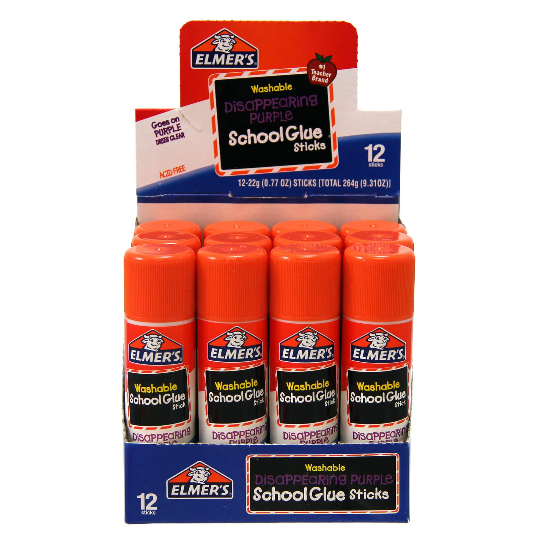 Elmer's® 0.77oz. Disappearing Purple Washable School Glue Sticks, 12ct.