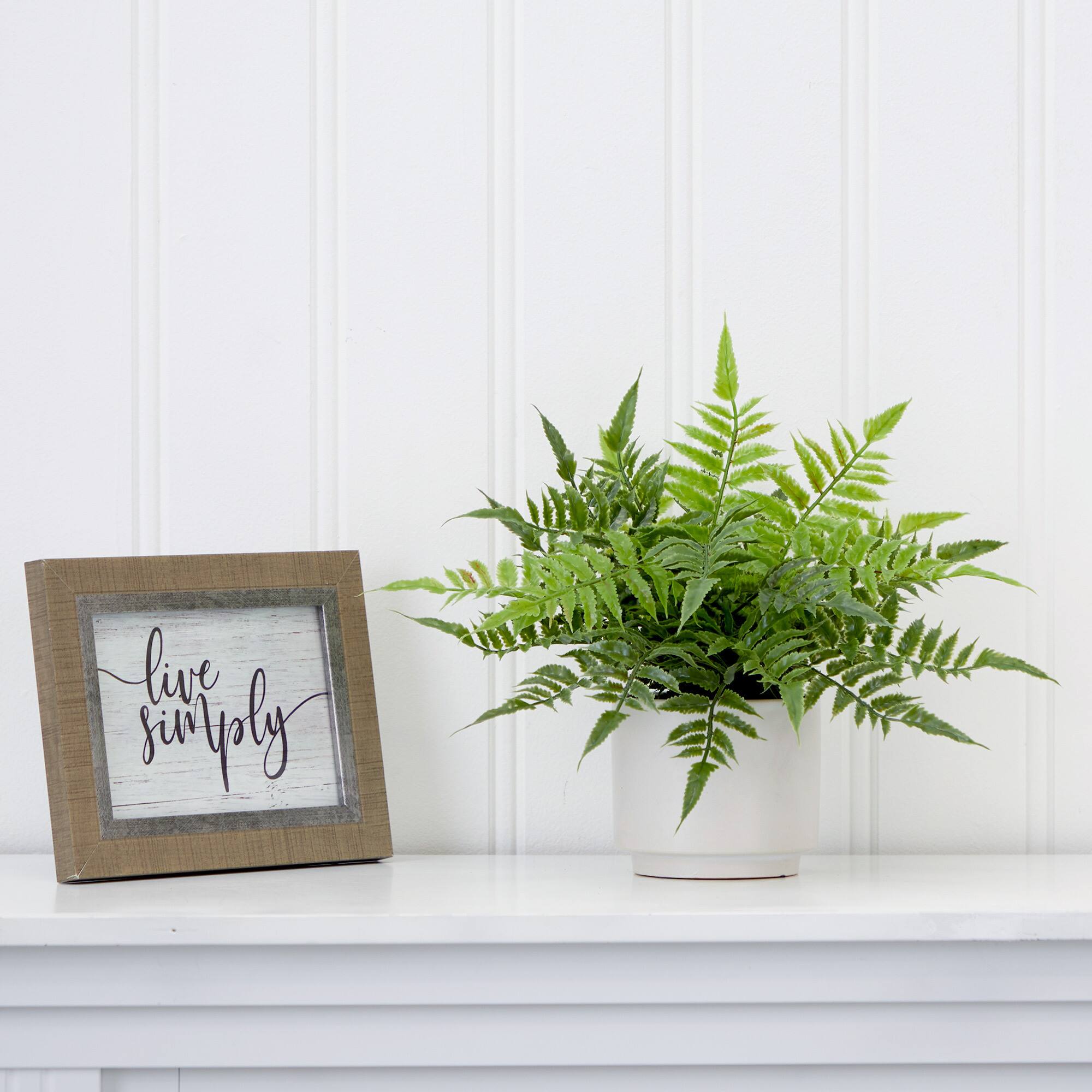 13&#x22; Artificial Boston Fern Plant with Decorative Planter 