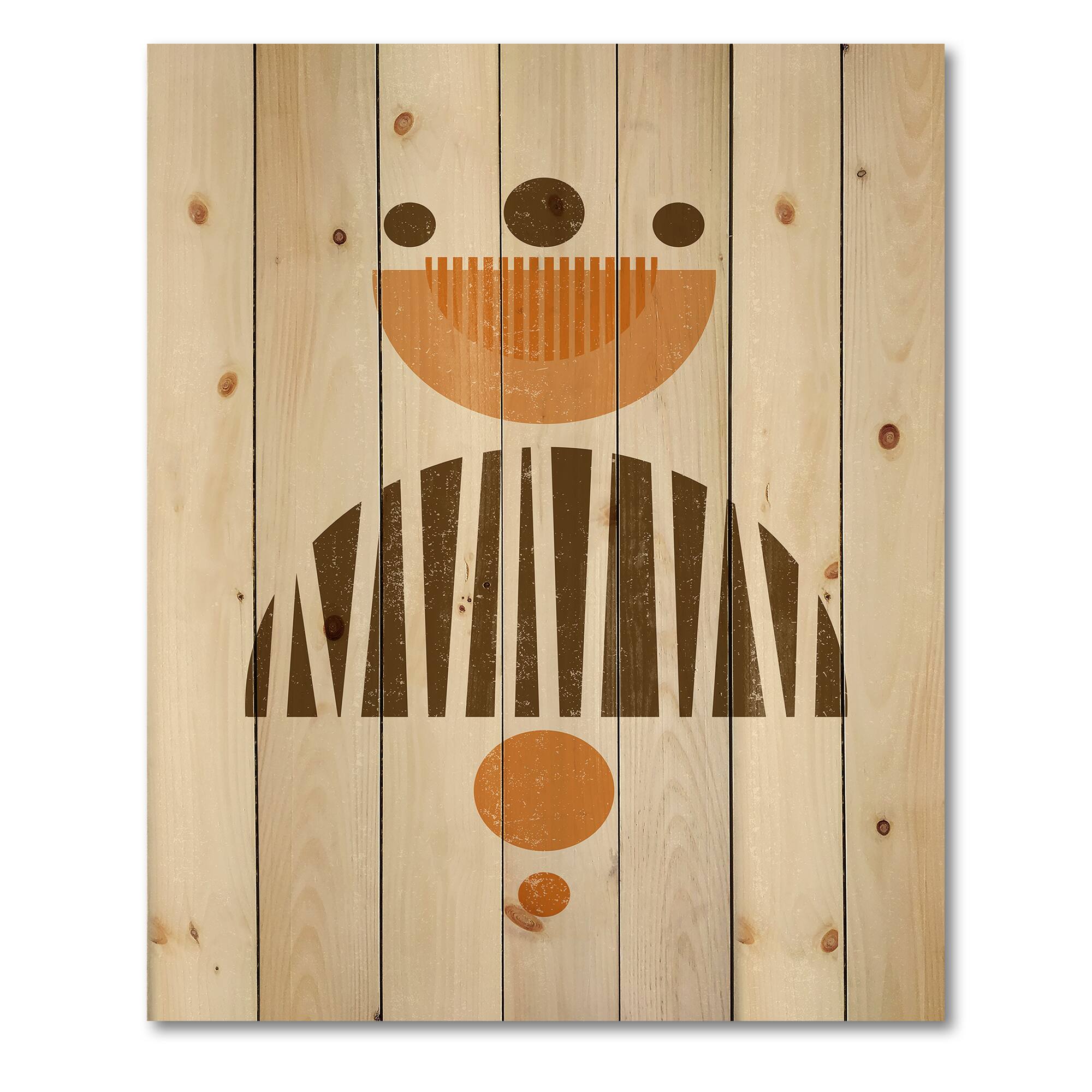 Designart - Abstract Minimal Sun and Moon In Earth Tones IV - Modern Print on Natural Pine Wood