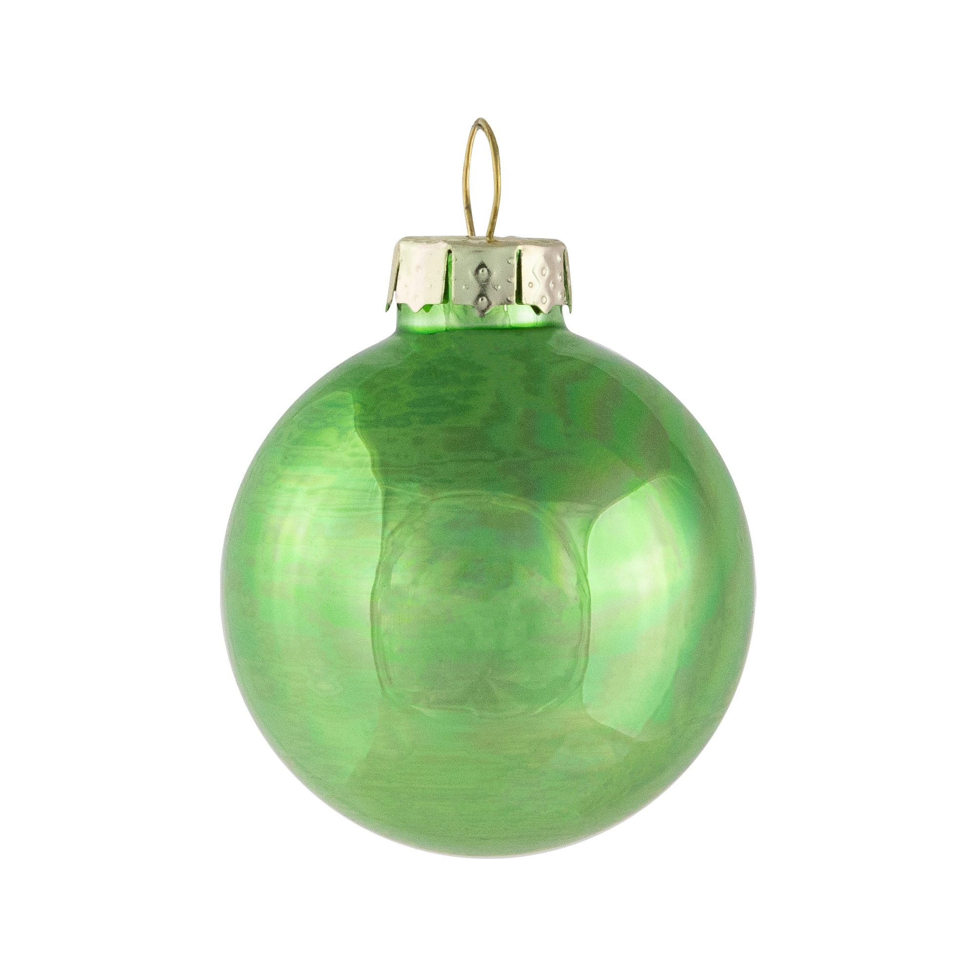 10ct. 2&#x22; Grass Green 2-Finish Glass Ball Ornaments