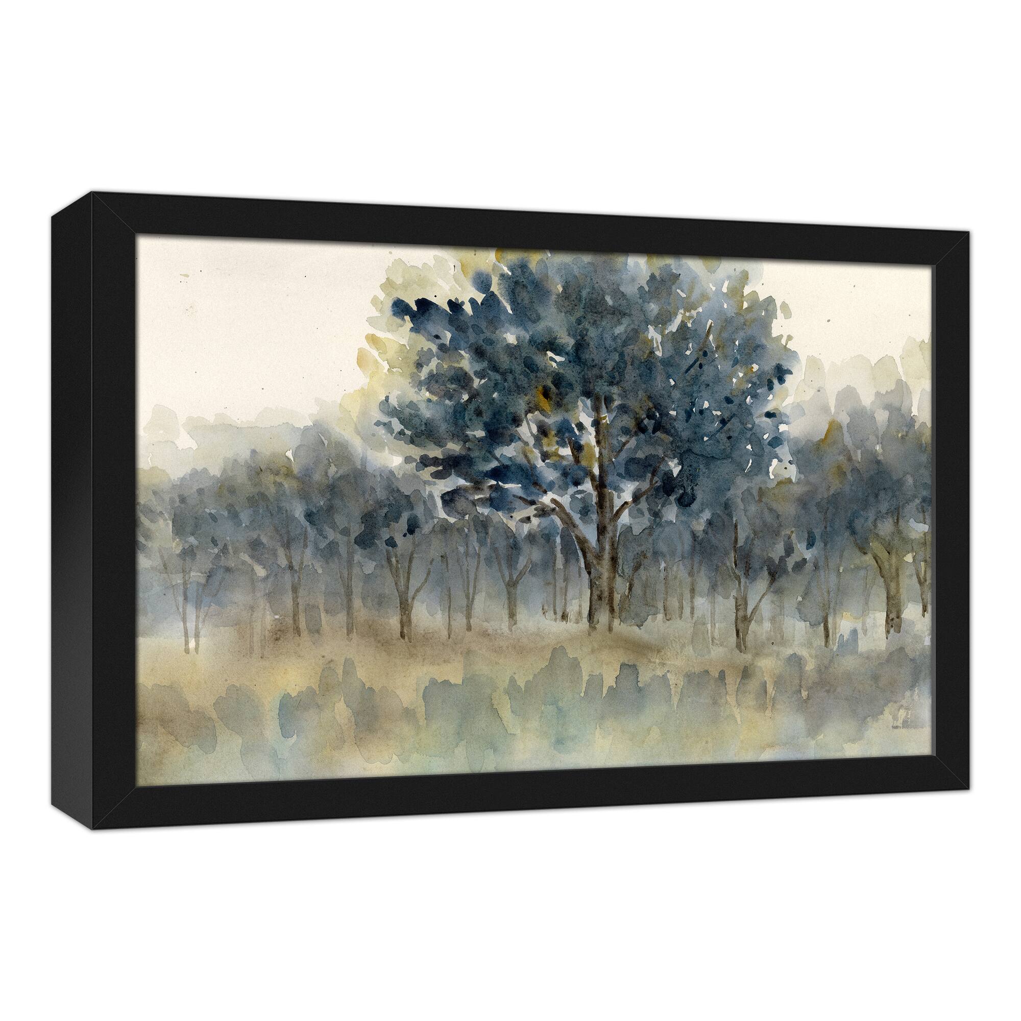 Watercolor Trees Canvas Wall Art in Black Frame