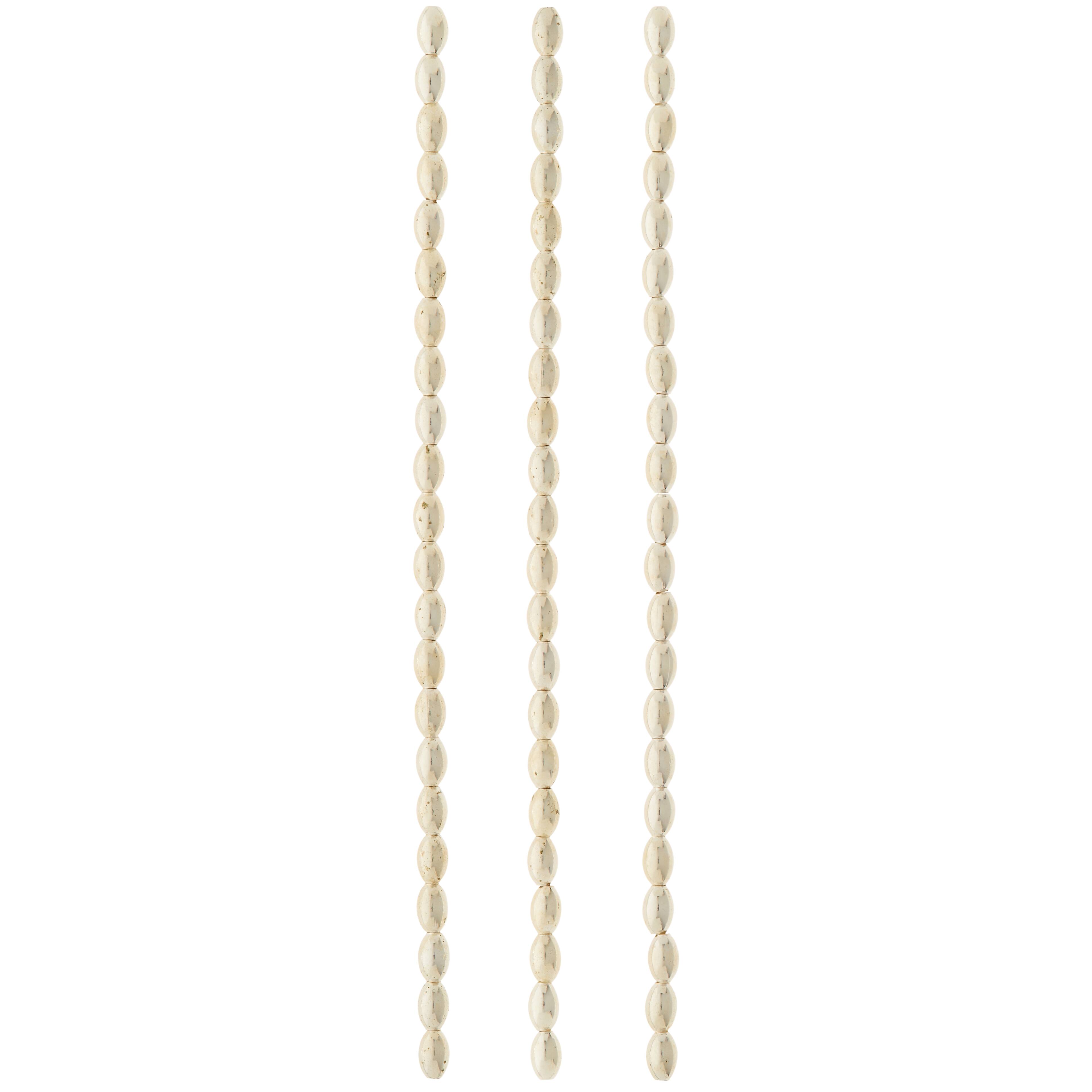 12 Pack: Silver Metal Small Oval Beads, 6mm by Bead Landing™