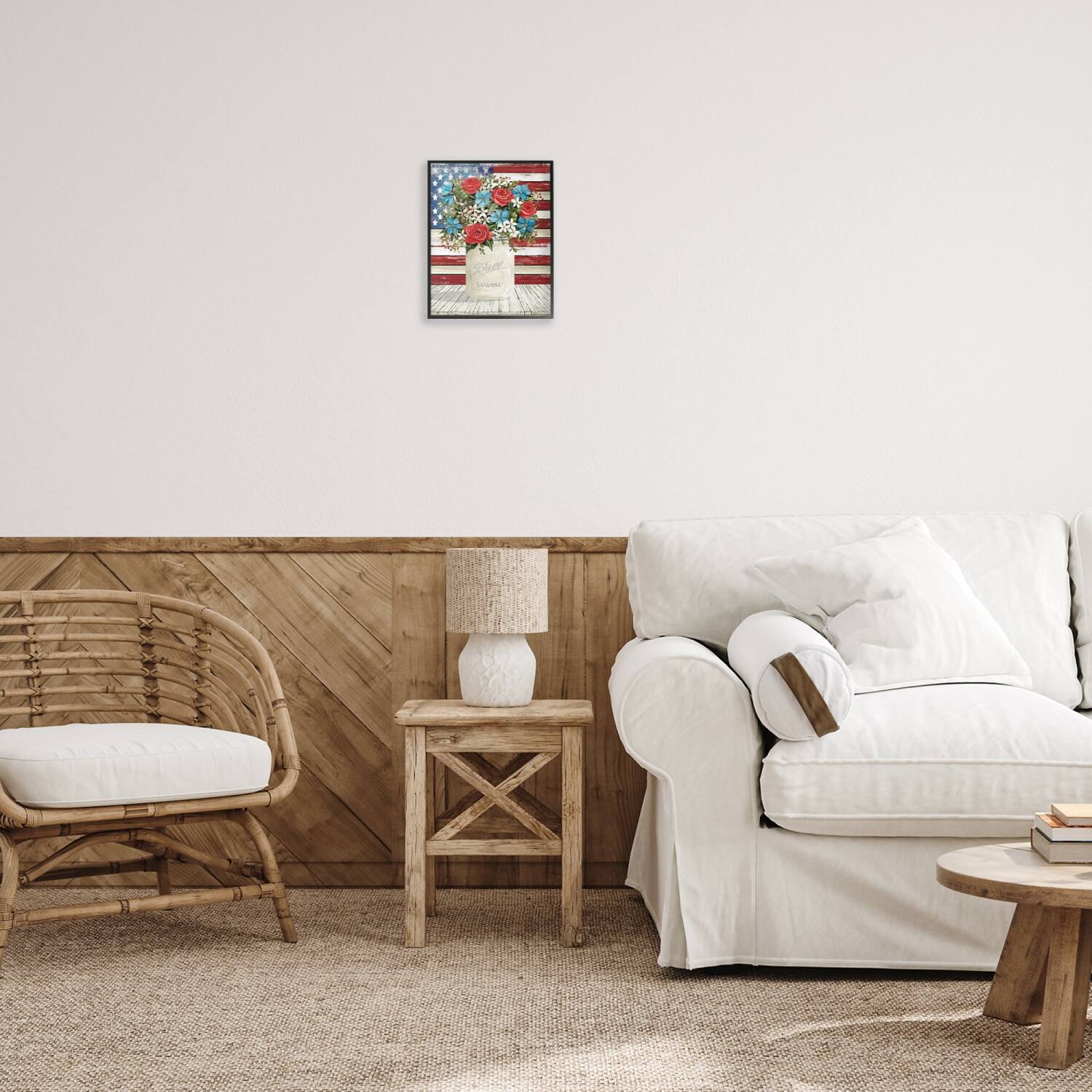 Stupell Industries Americana Flag Festive Bouquet Framed Giclee Art