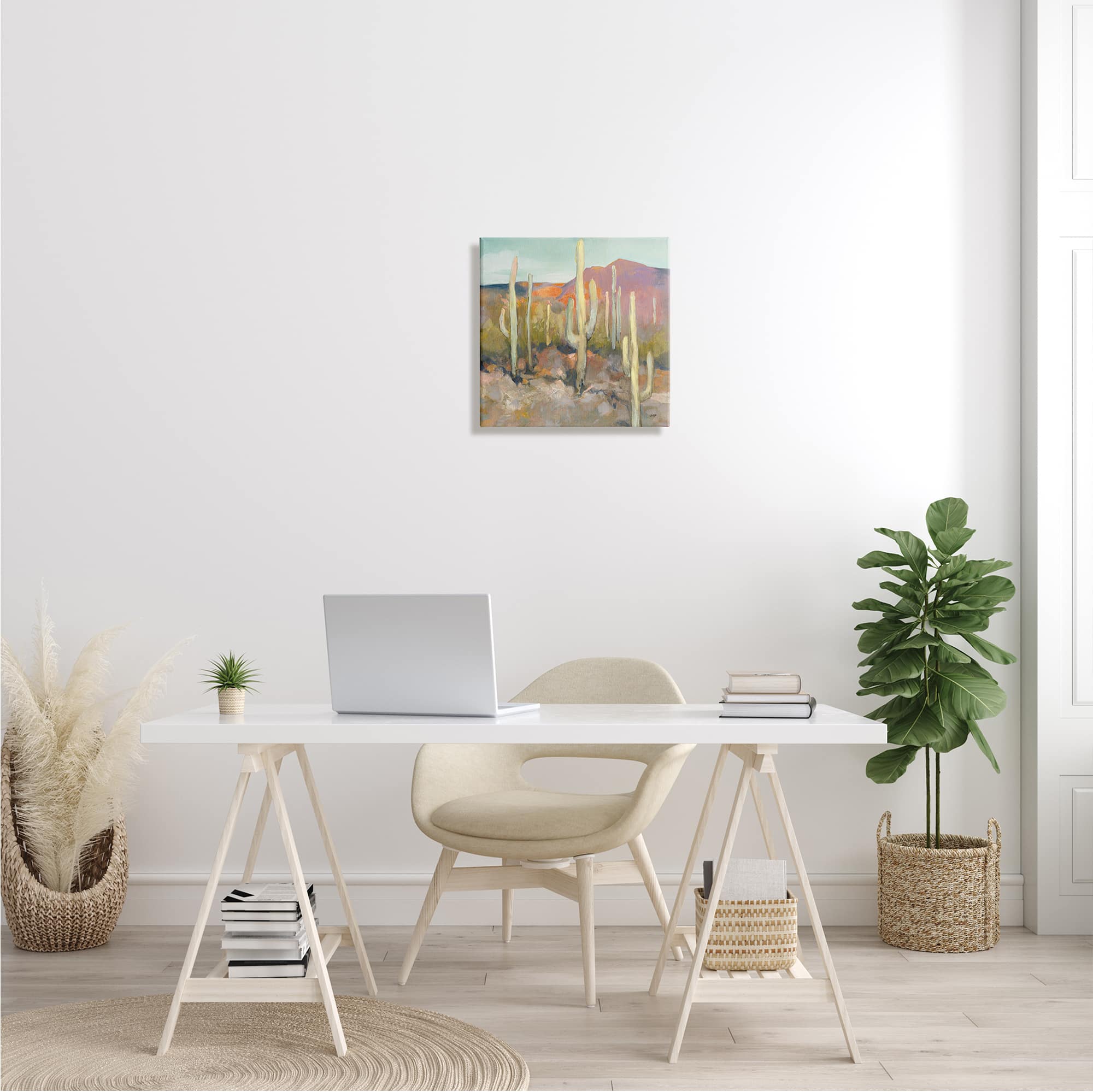 Stupell Industries Cactus Plant Desert Landscape Soft Southwestern Plant Painting Canvas Wall Art 