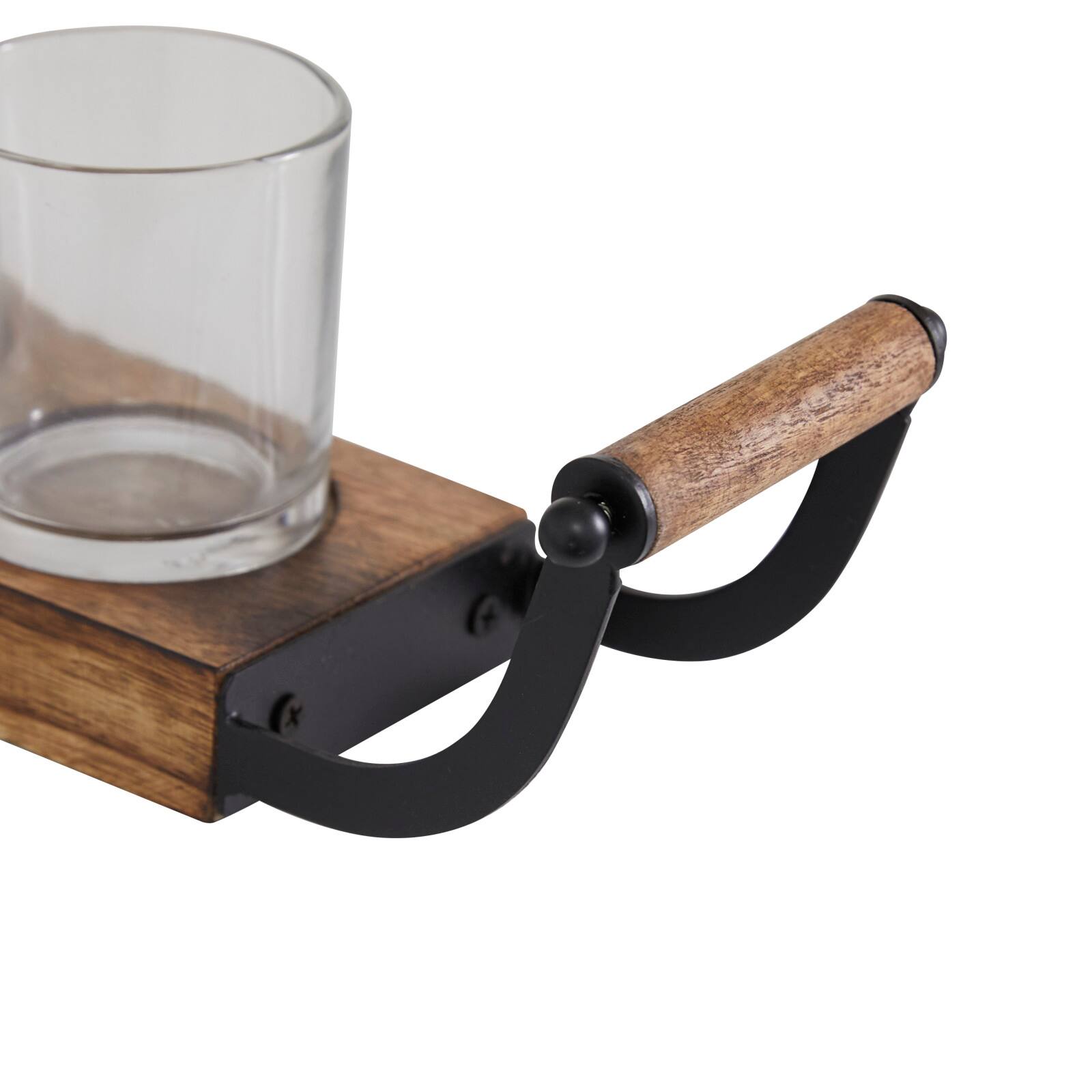 Set of 2 Brown Mango Wood Traditional Candle Holder, 17.5&#x22;, 24&#x22;