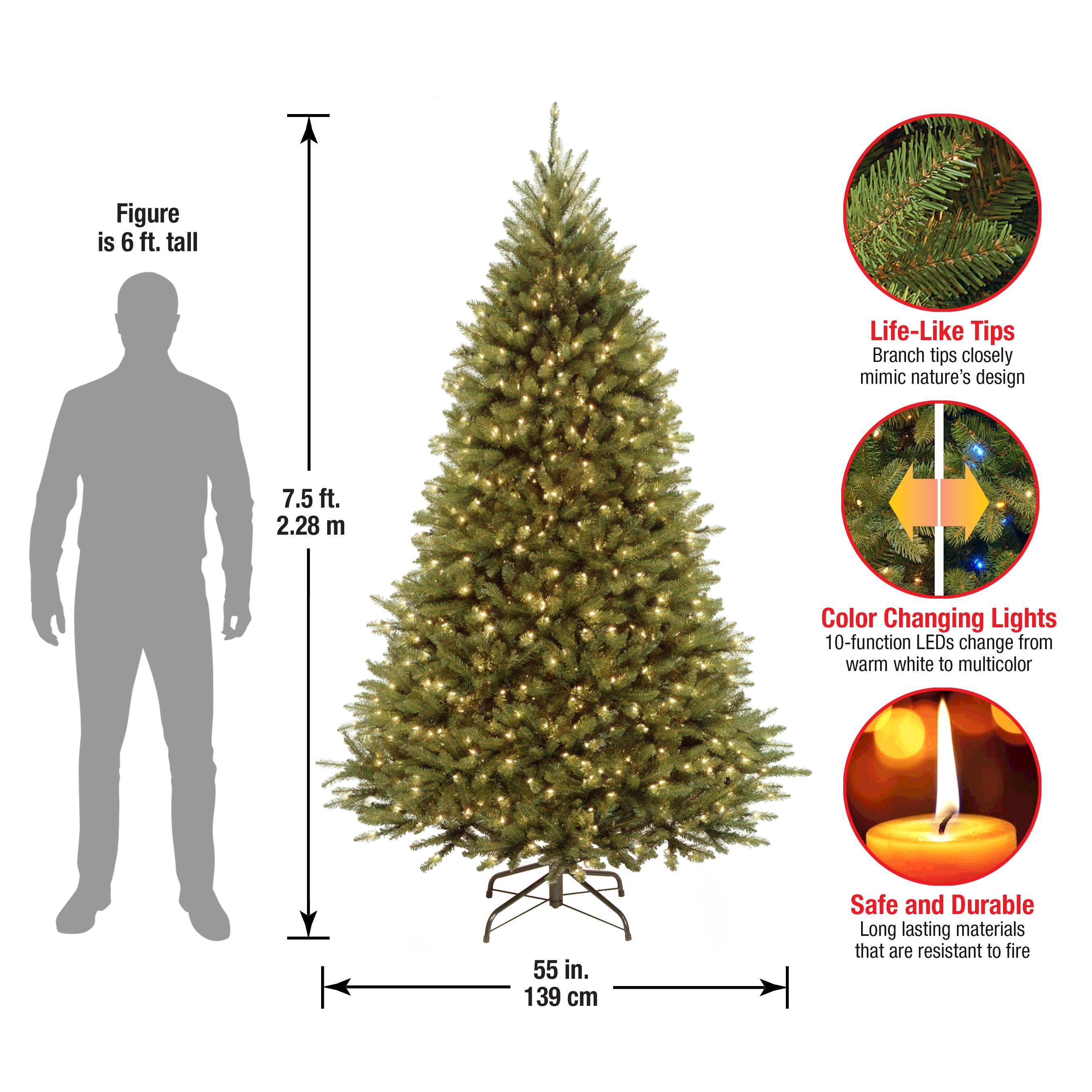 7.5 ft. Pre-lit PowerConnect™ Kingswood Fir Medium Artificial Christmas Tree, Dual Color® LED Lights