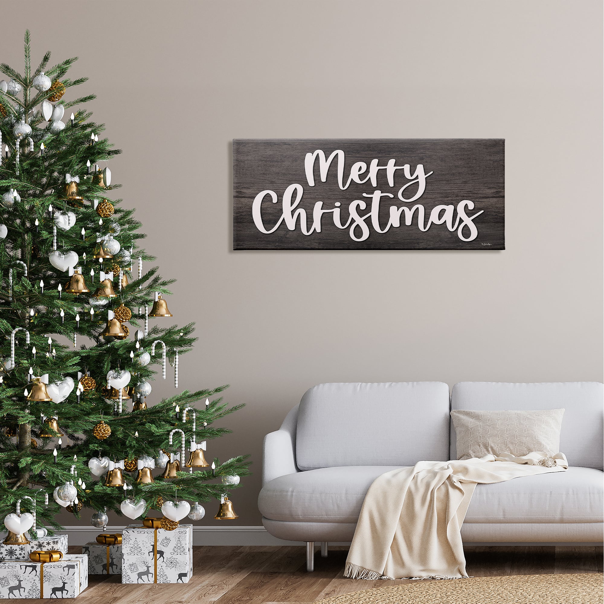 Stupell Industries Merry Christmas Farmhouse Phrase Canvas Wall Art
