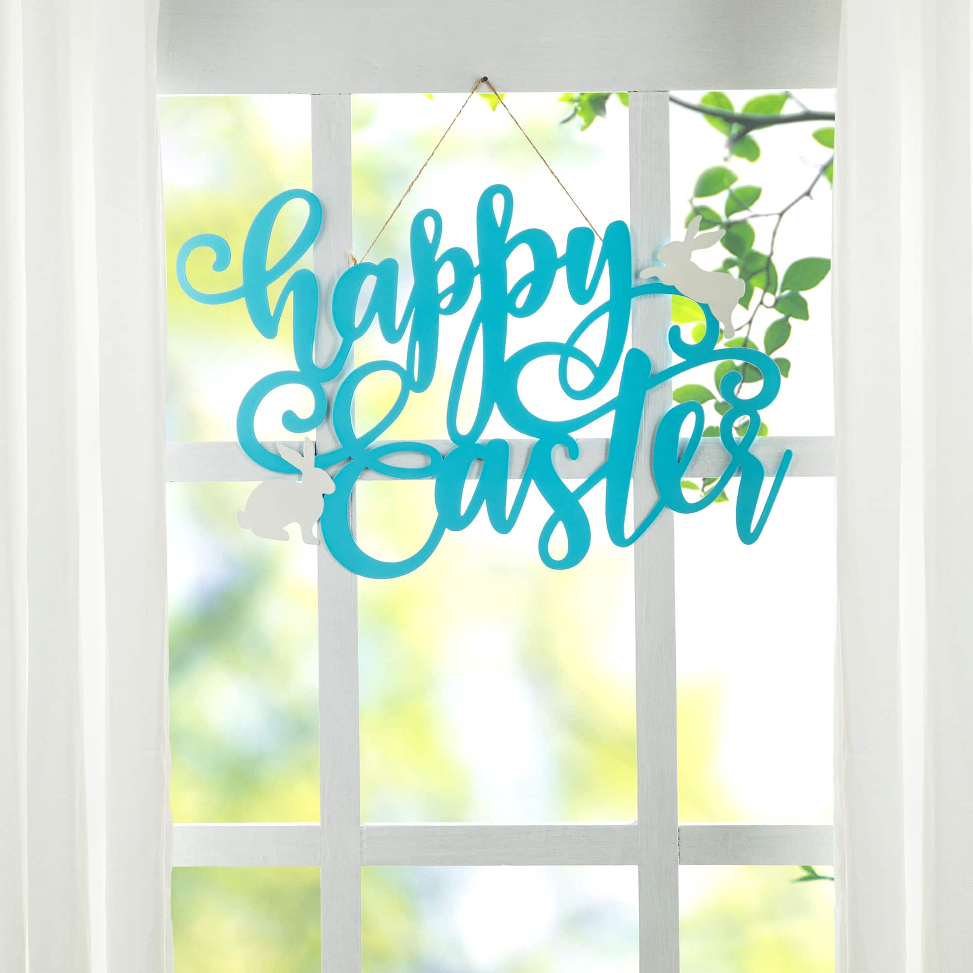 Glitzhome&#xAE; 18&#x22; Easter Metal &#x22;Happy Easter&#x22; Door Hanger