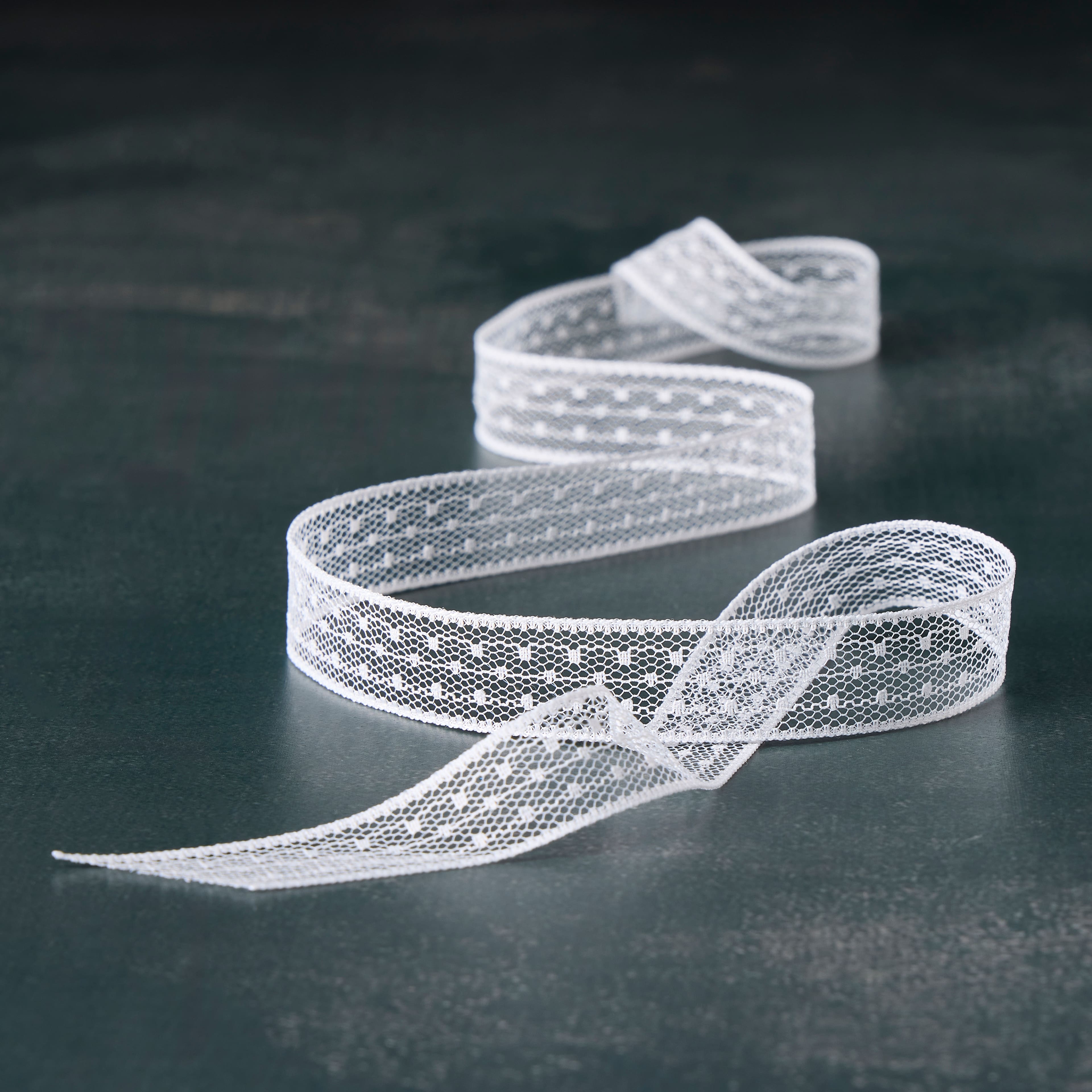 5/8&#x22; x 7yd. White Lace Ribbon by Celebrate It&#x2122; Classic