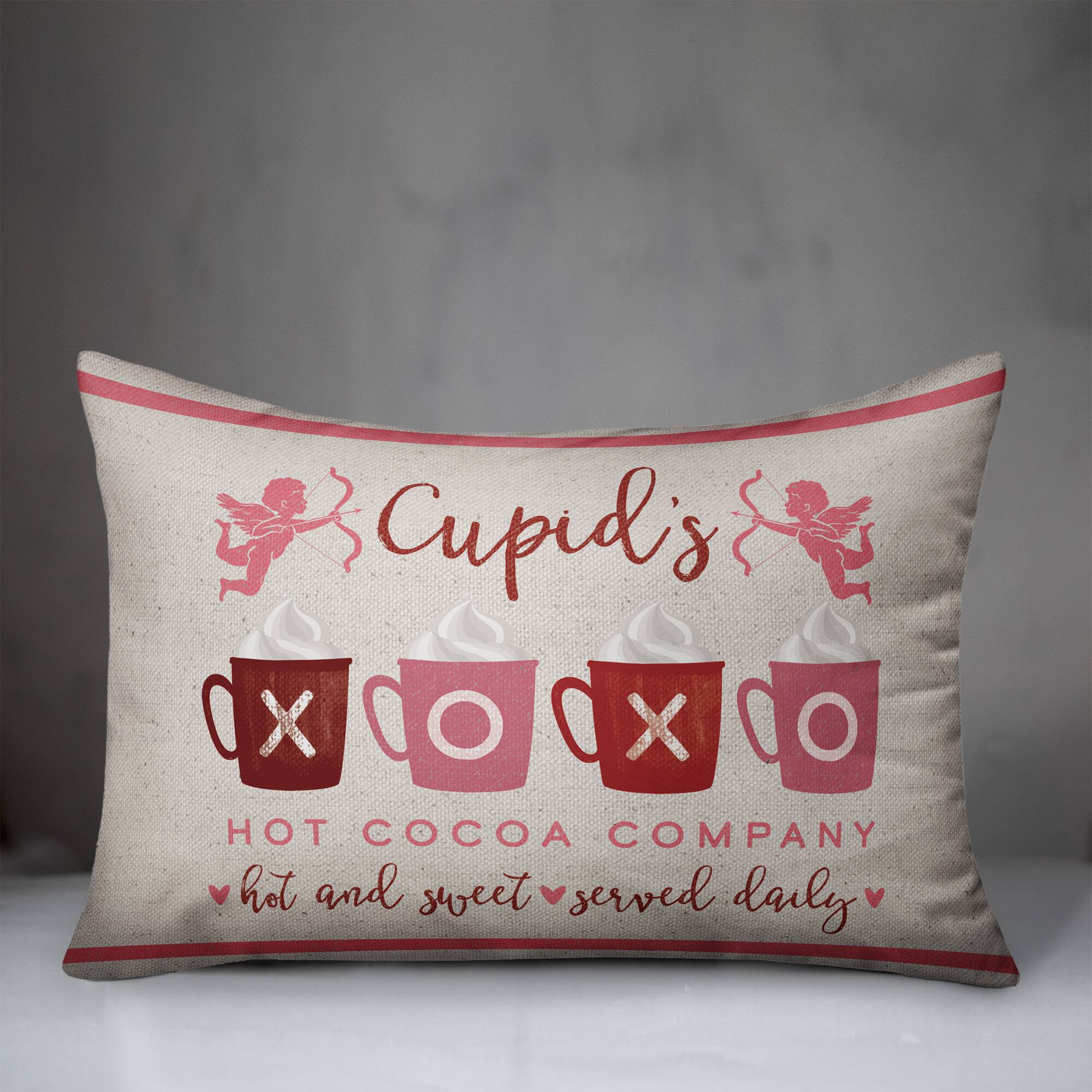 Cupids Hot Cocoa Throw Pillow, 14&#x22; x 20&#x22;