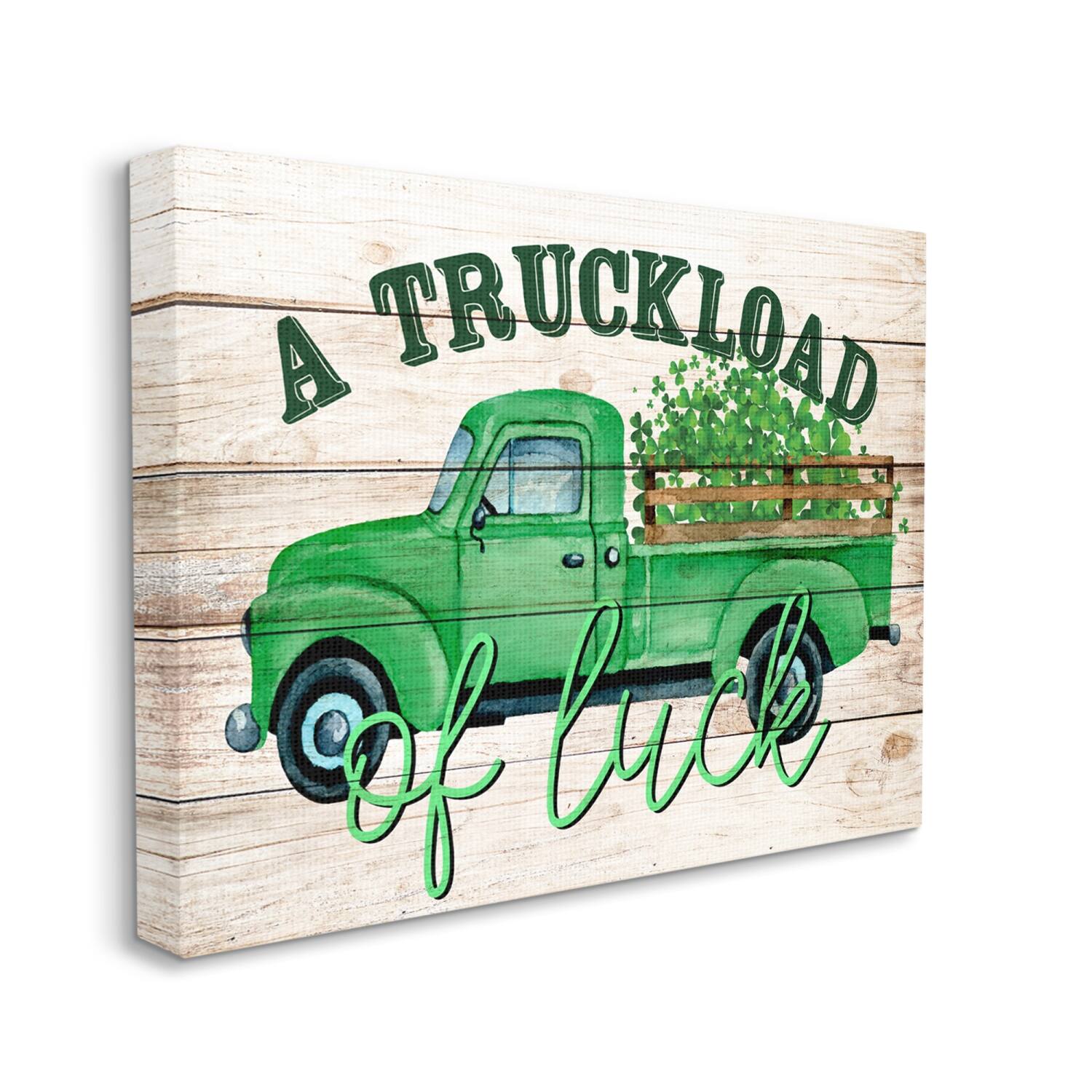 Stupell Industries Truckload Of Luck St Patrick's Day Farmhouse Canvas Wall Art