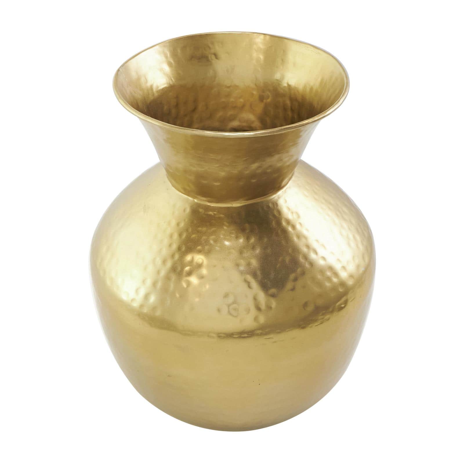13&#x22; Gold Hammered Texture Metal Vase