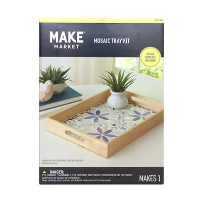 10" x 14" Purple Flowers Mosaic Tray Kit by Make Market®