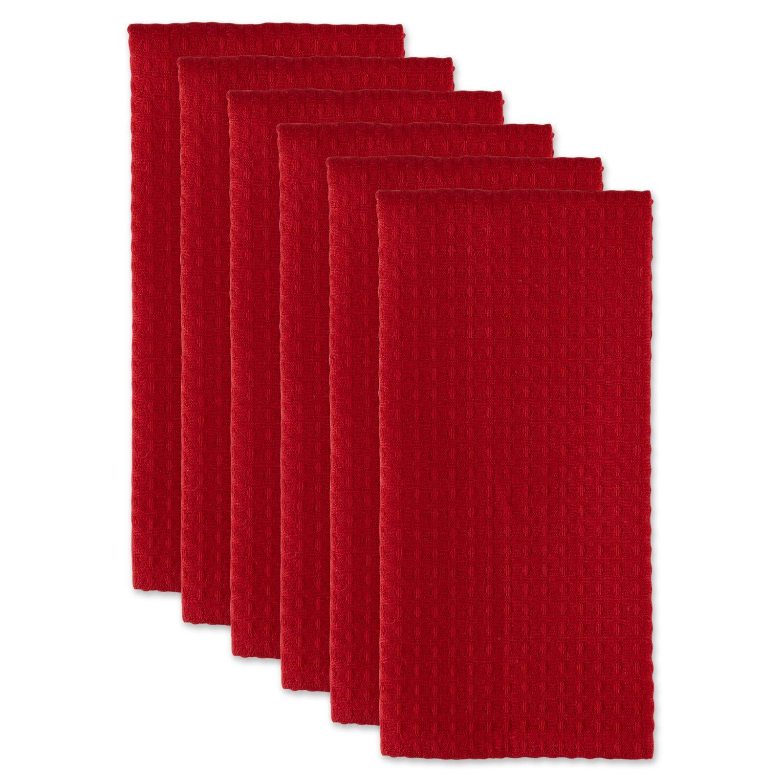 DII® Red Recycled Cotton Waffle Dish Towels, 6ct.