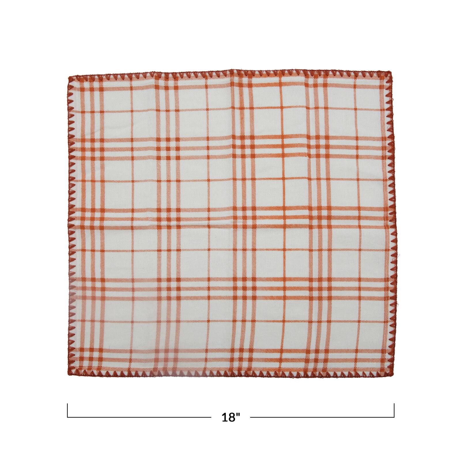 Hello Honey® Plaid Cotton Napkins With Embroidered Edge, 4ct.