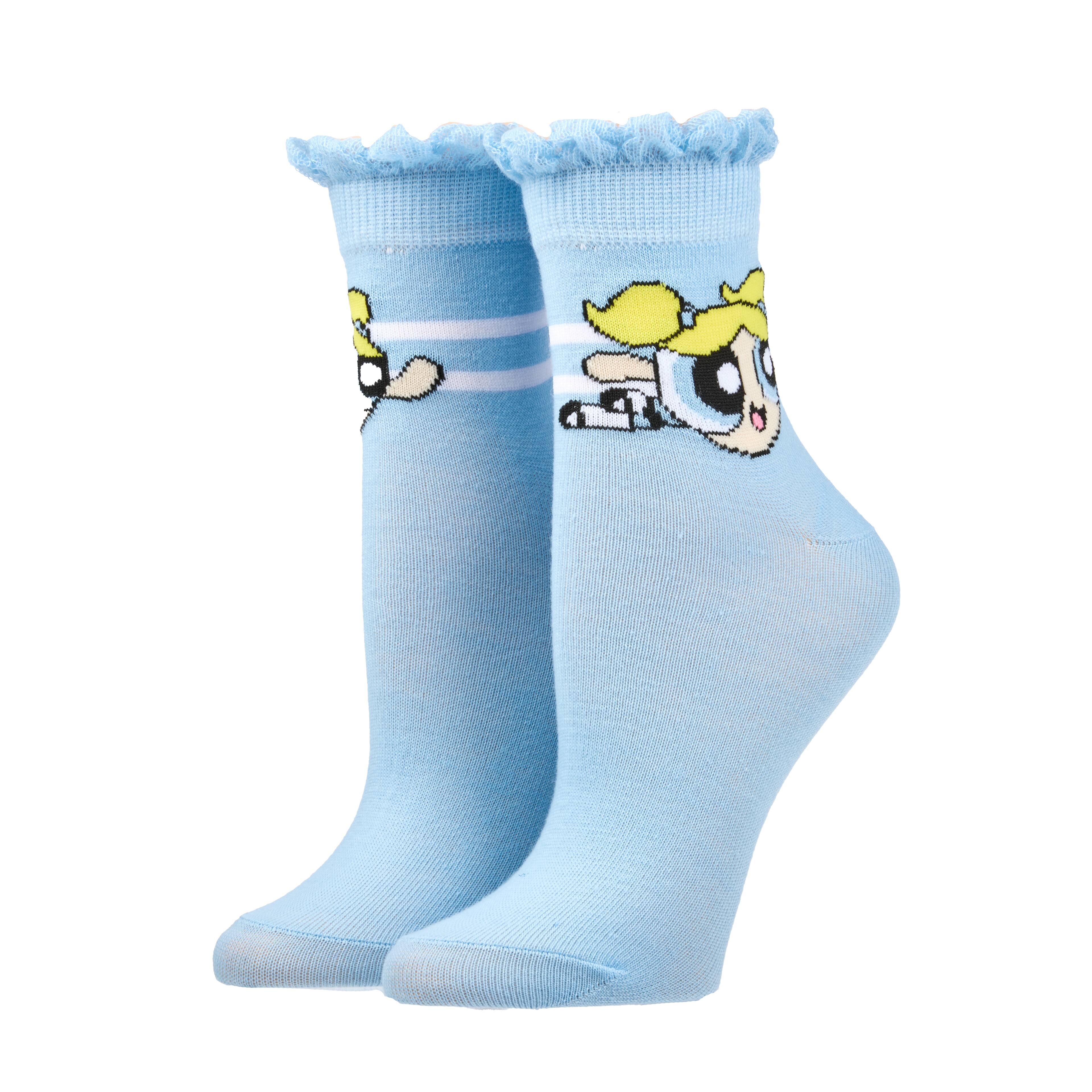 The Powerpuff Girls 3 Pair Adult Ruffled Quarter Crew Sock Set