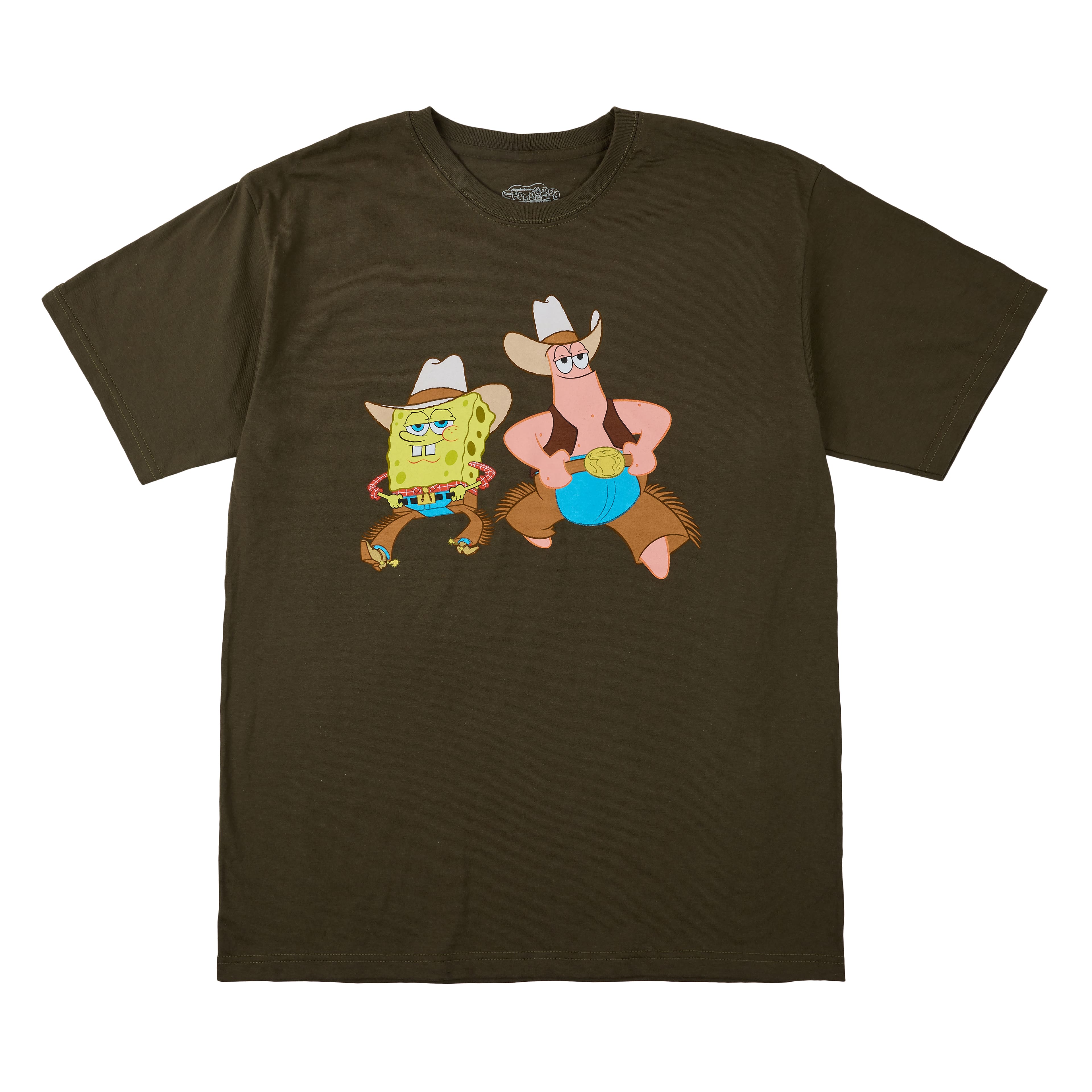 Olive SpongeBob &#x26; Patrick Cowboy Adult T-Shirt