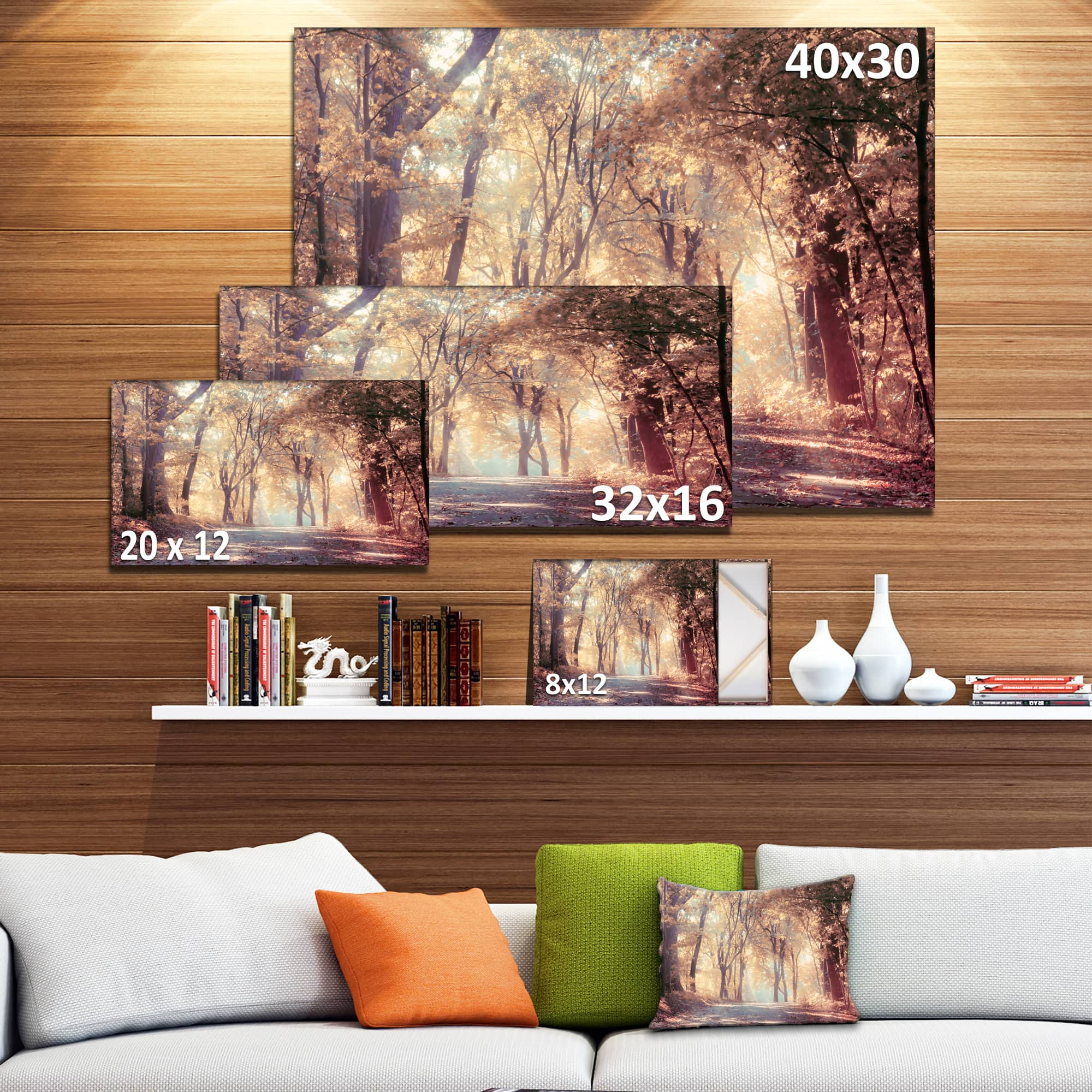 Designart - Golden Autumn Beautiful Forest - Landscape Canvas Art Print