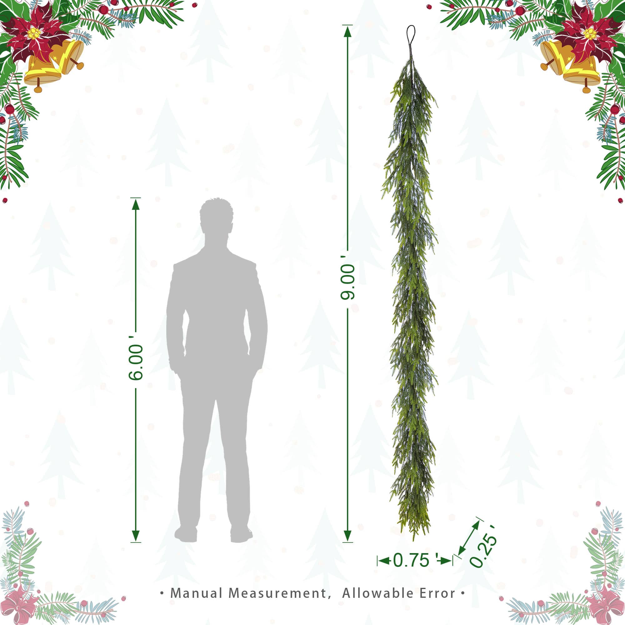 Glitzhome&#xAE; 9ft Christmas Greenery PE Garland