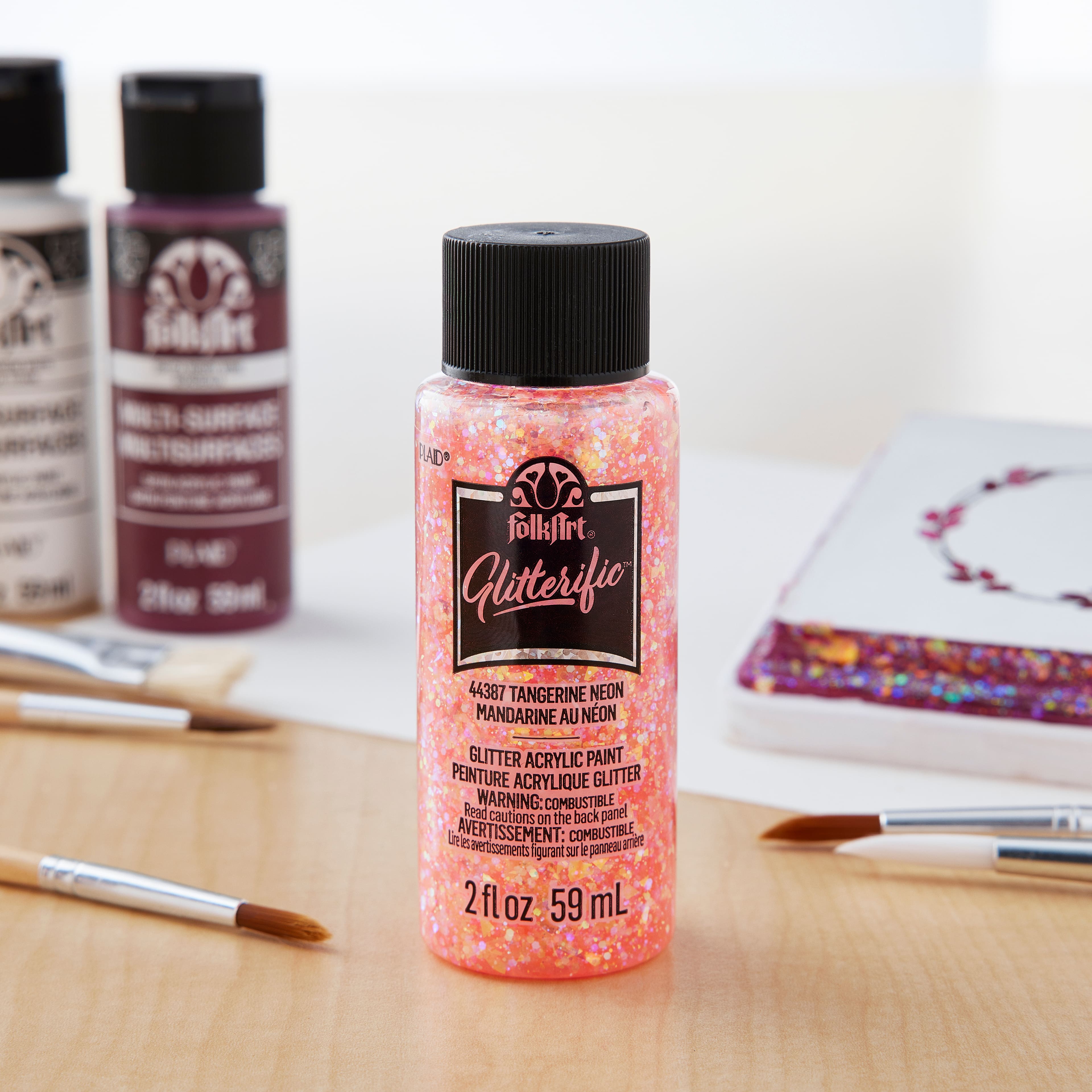 FolkArt Glitterific Paint Hot Pink 2 oz.