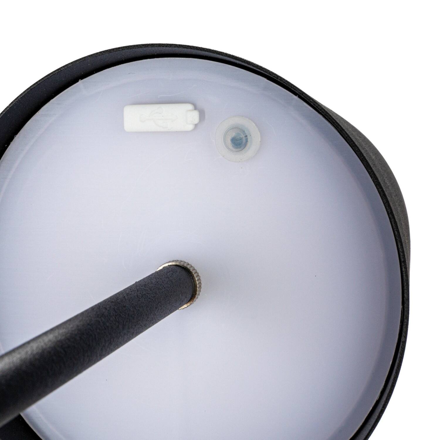 Hello Honey® 14.5" Black Round Metal LED Rechargeable Table Lamp