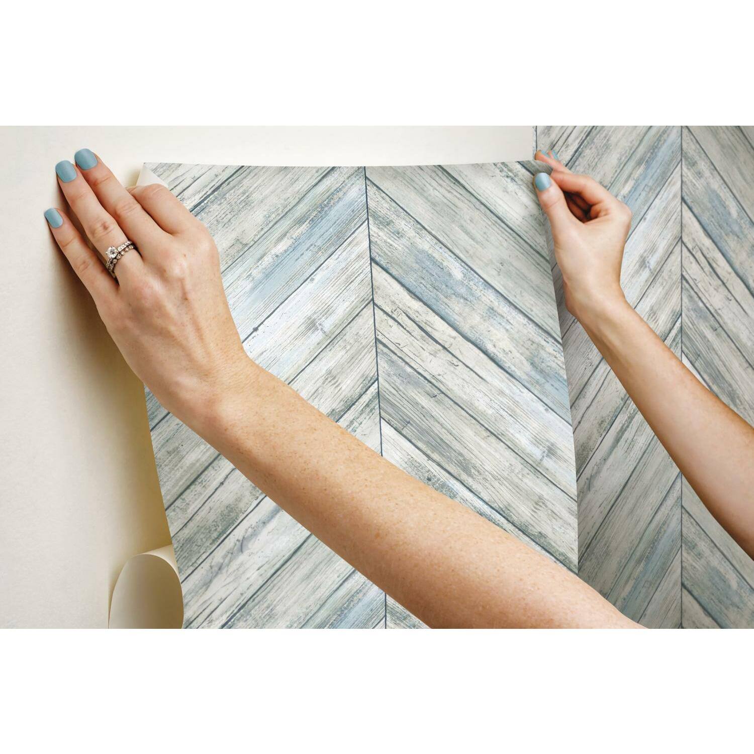RoomMates Herringbone Wood Boards Peel & Stick Wallpaper