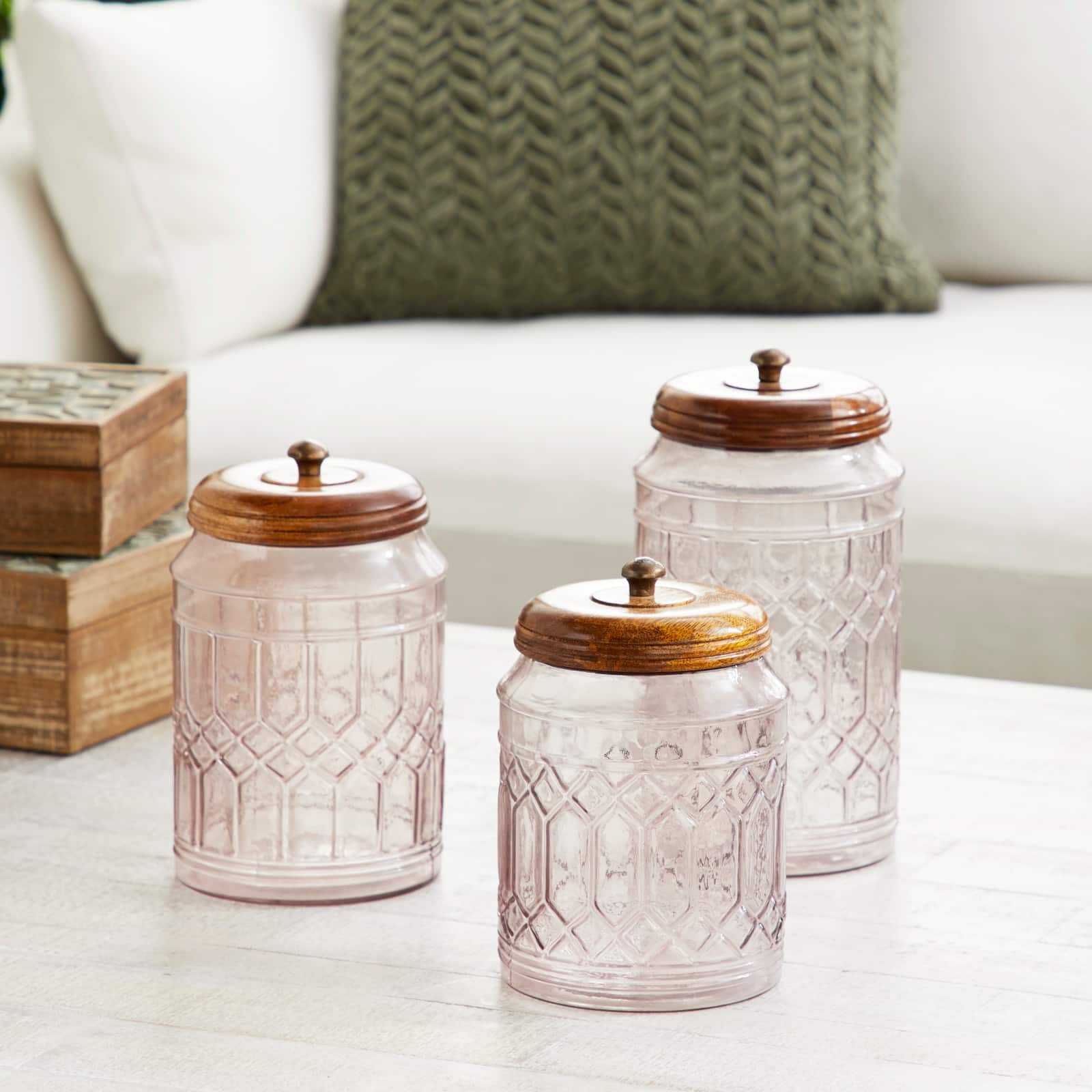 Clear Glass Farmhouse Decorative Jars, 3ct.