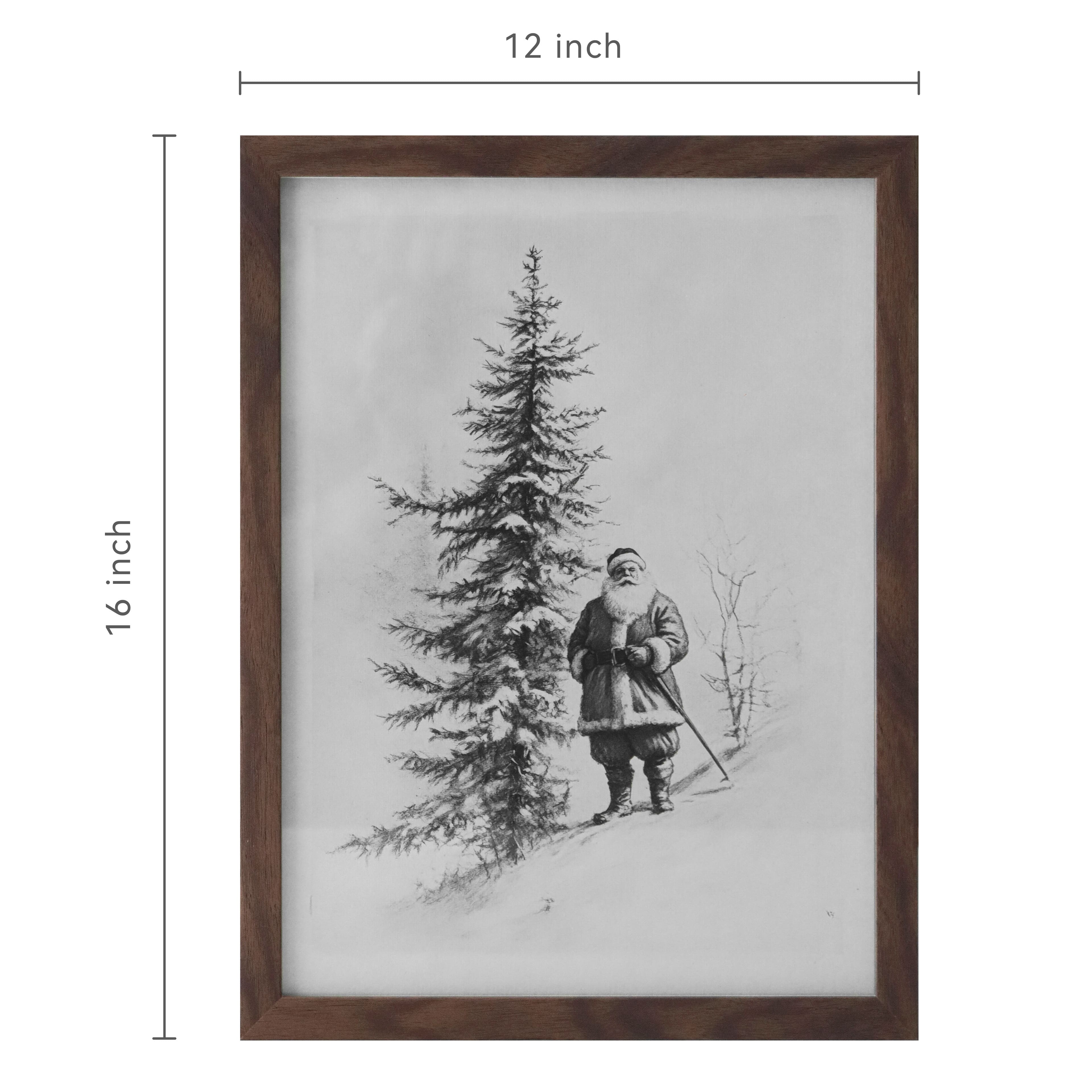 12&#x22; x 16&#x22; Black &#x26; White Santa Sketch with Tree Wall D&#xE9;cor by Ashland&#xAE;