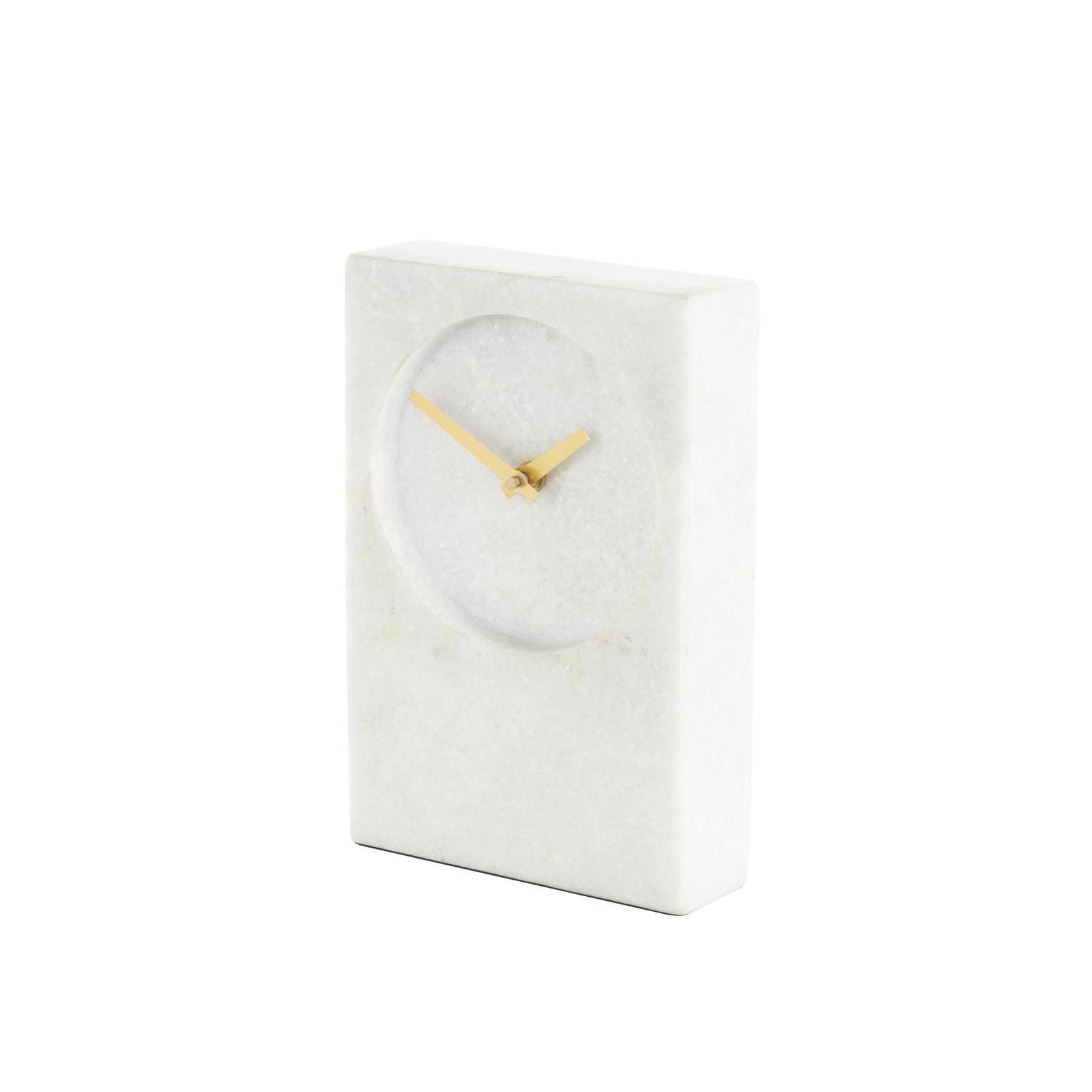 9" White Marble Rectangular Clock