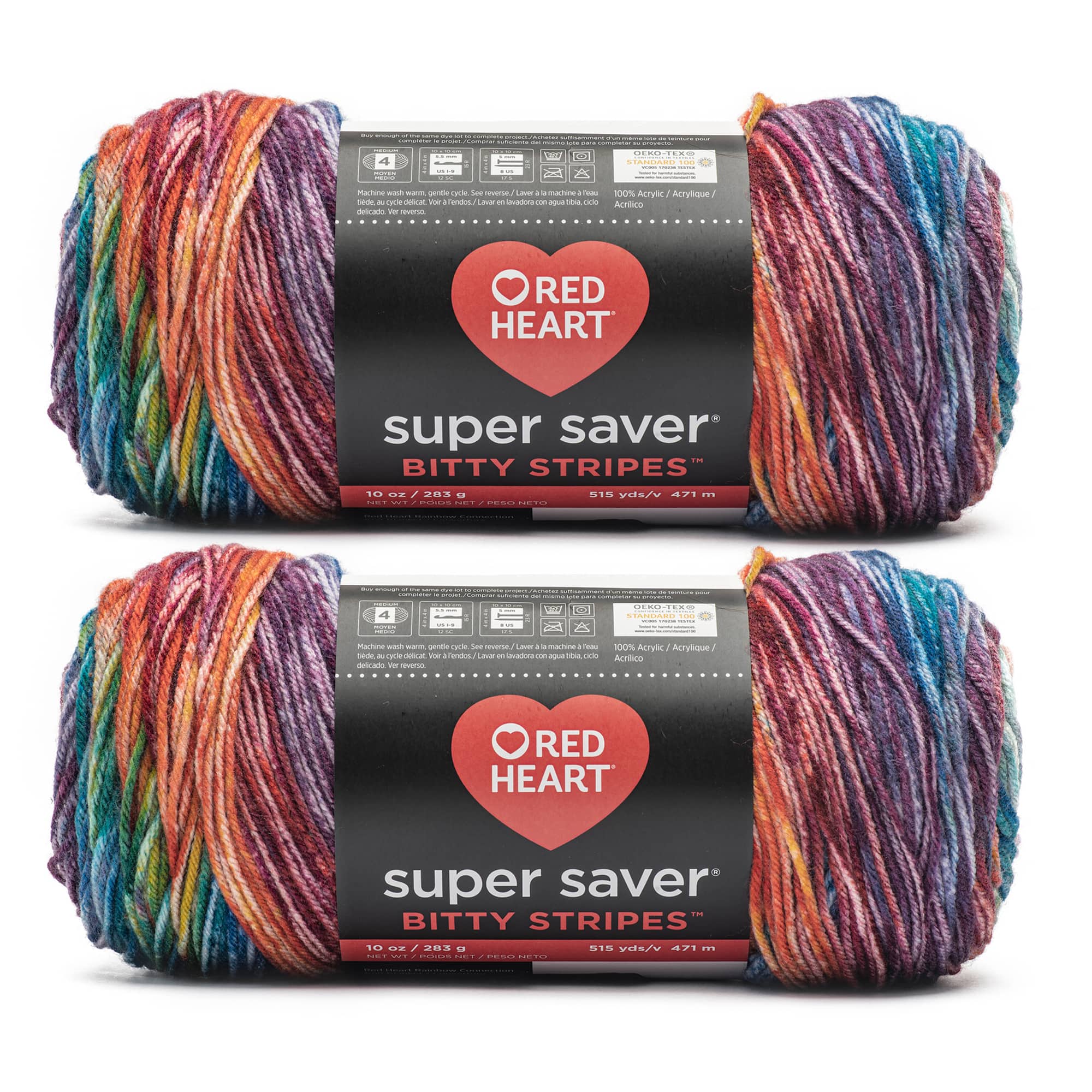 2 Pack Red Heart® Super Saver® Bitty Stripes™ Yarn