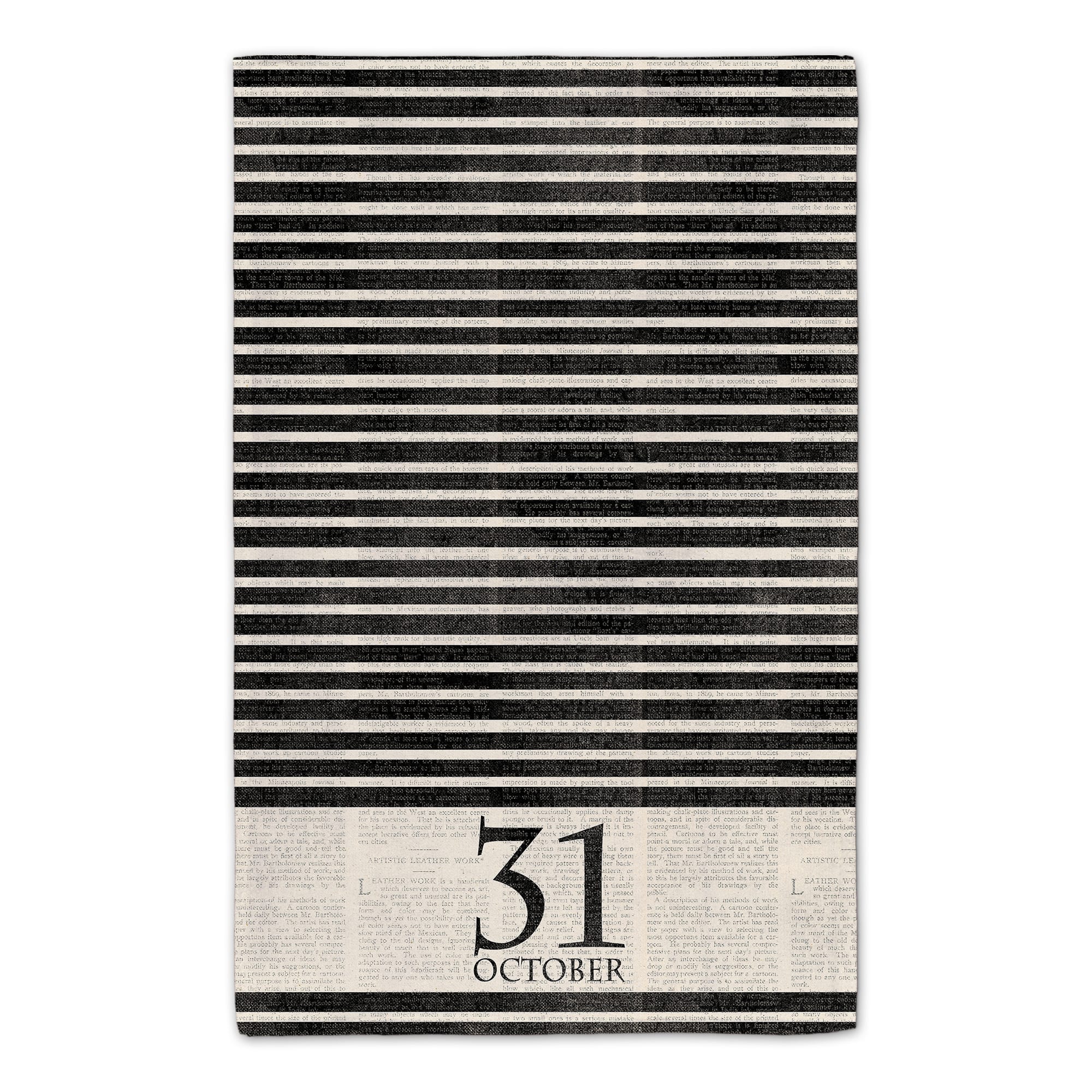 Halloween Date Newspaper Distressed Tea Towel Set