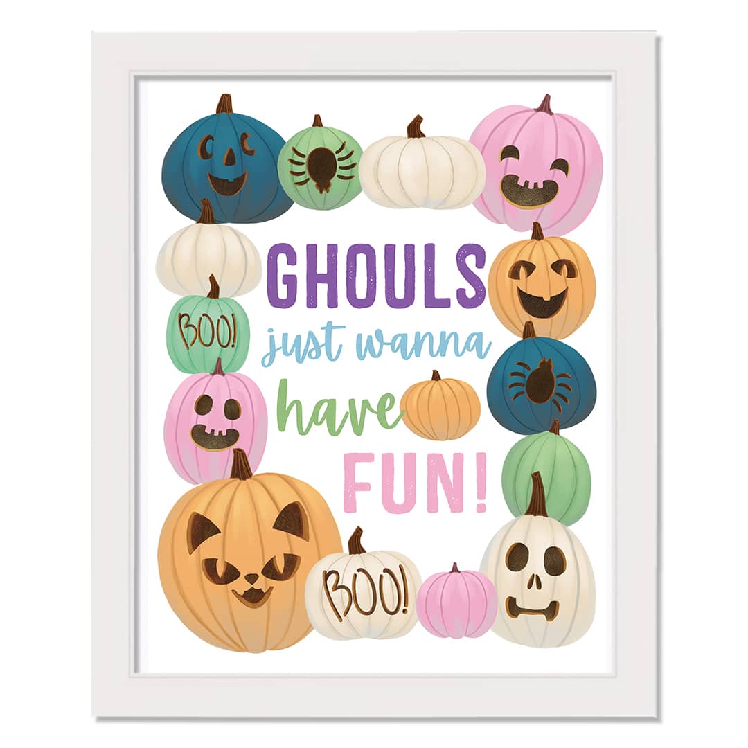Ghouls Just Wanna Have Fun White Framed Print Wall Art