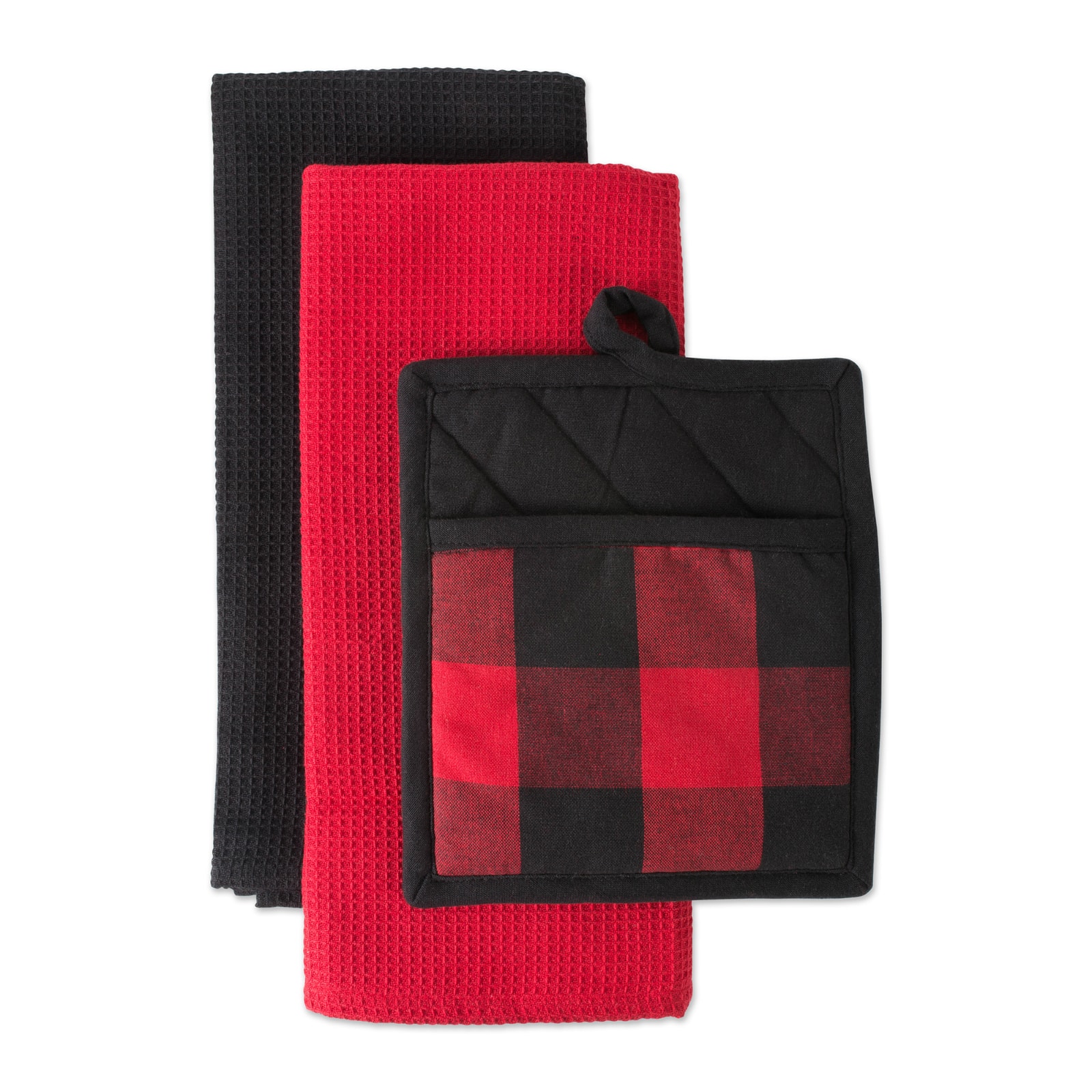 Red Buffalo Check Potholder &#x26; Dishtowel Kitchen Set