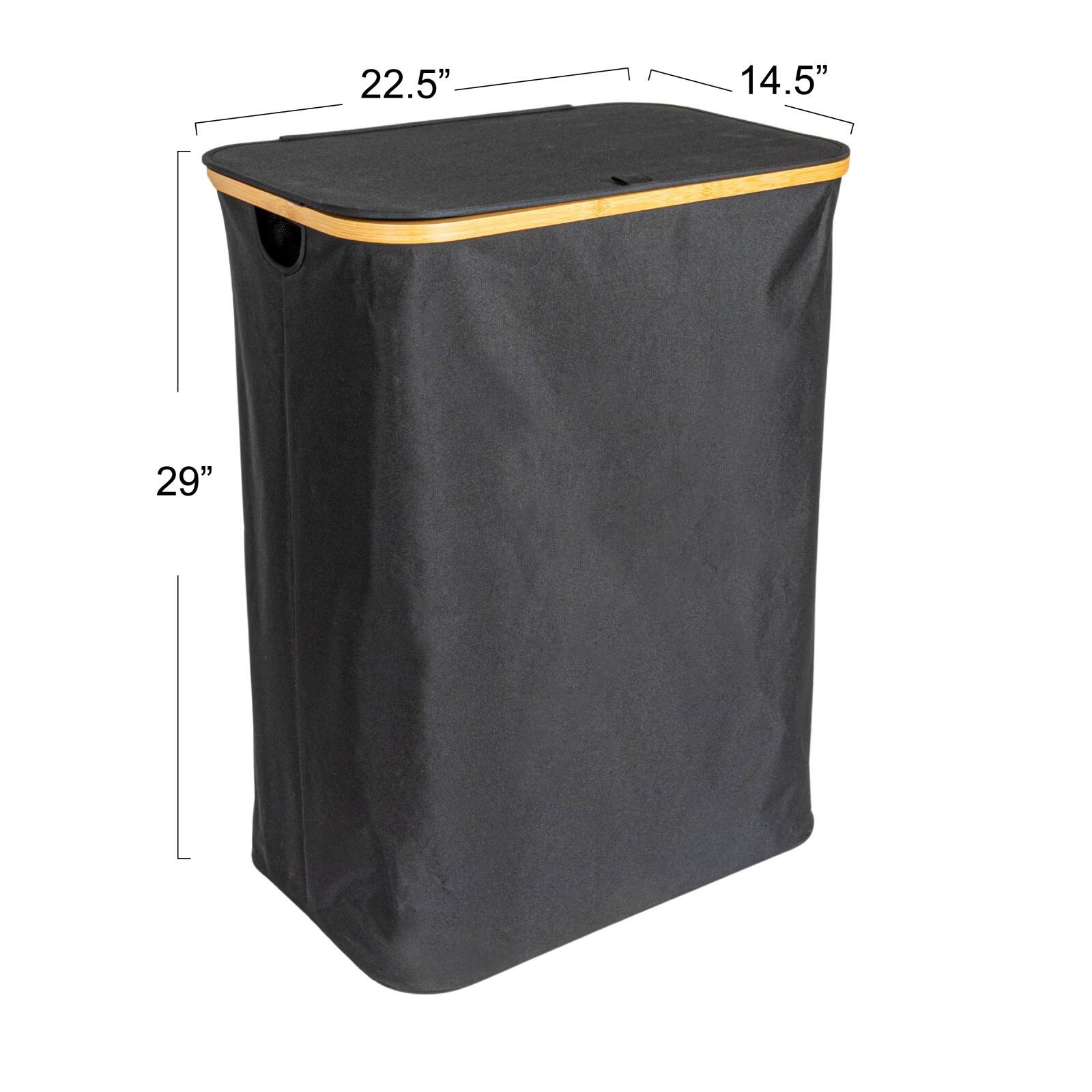 Household Essentials 29&#x22; Black Sleek Laundry Hamper with Dual Mesh Liners &#x26; Lid