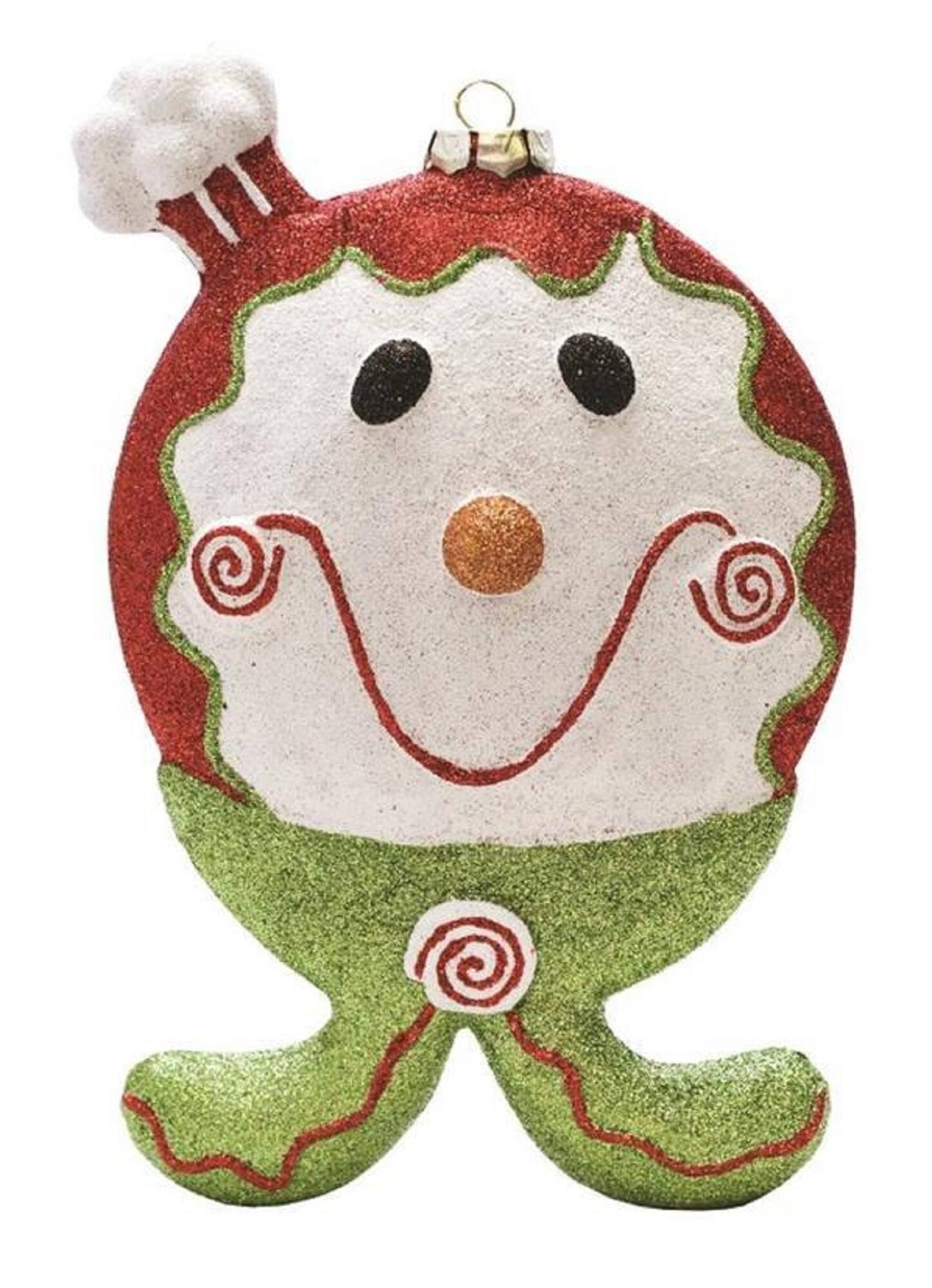 9&#x22; Glittered Red &#x26; Green Shatterproof Gingerbread Boy Christmas Ornament