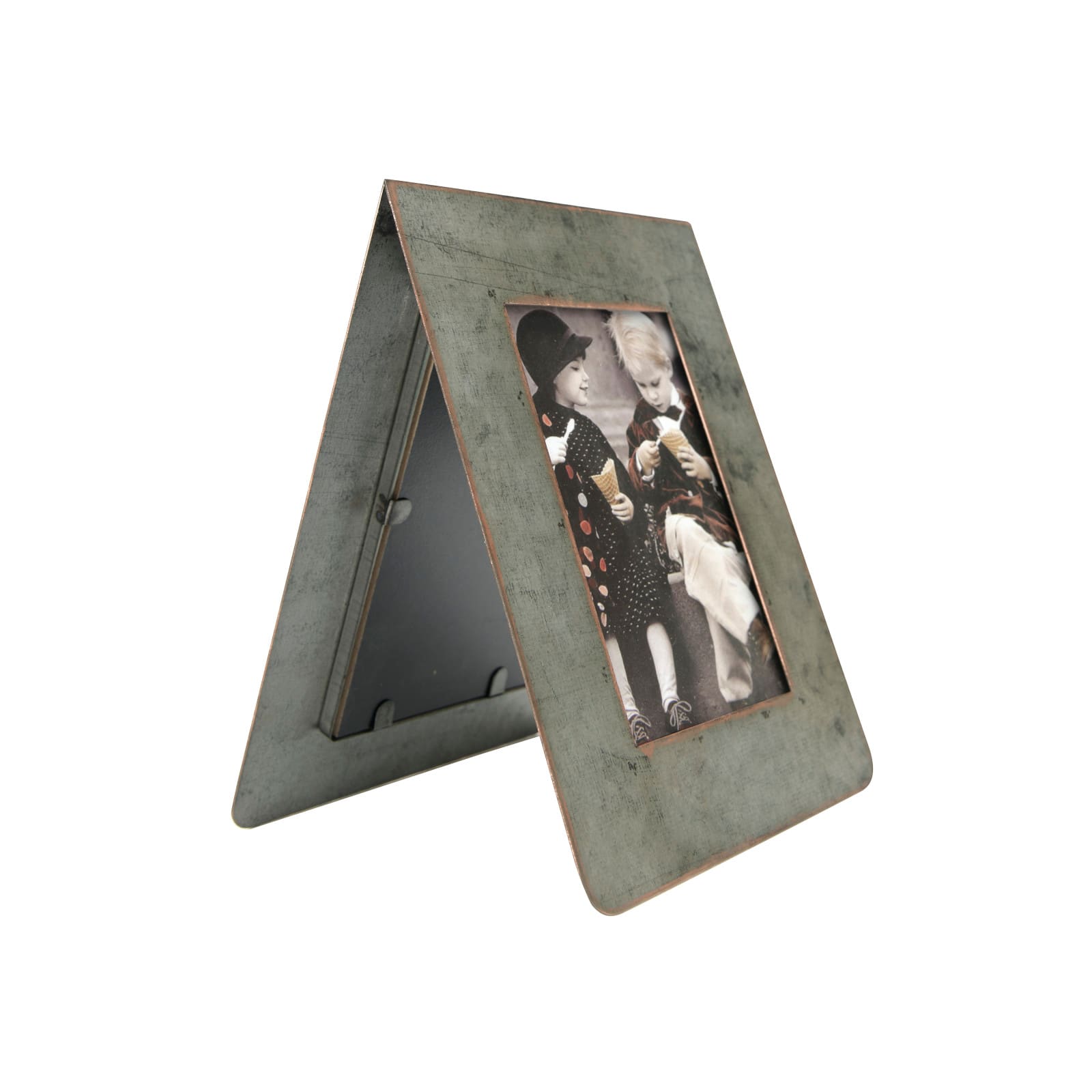 Hello Honey&#xAE; Galvanized 2-Sided Vertical 3&#x22; x 5&#x22; Standing Picture Frame