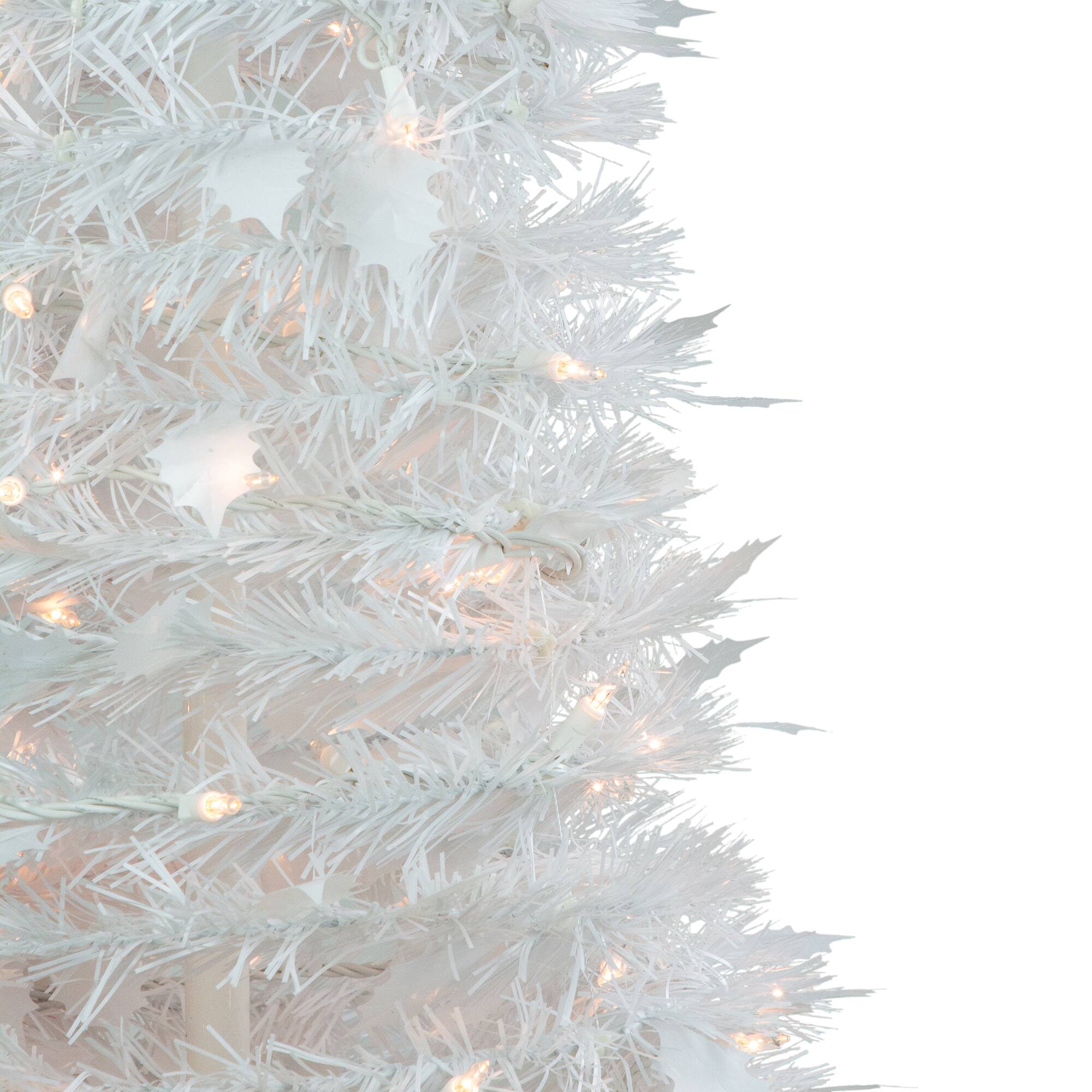6ft. Pre-Lit White Tinsel Pop-Up Artificial Christmas Tree, Clear Lights
