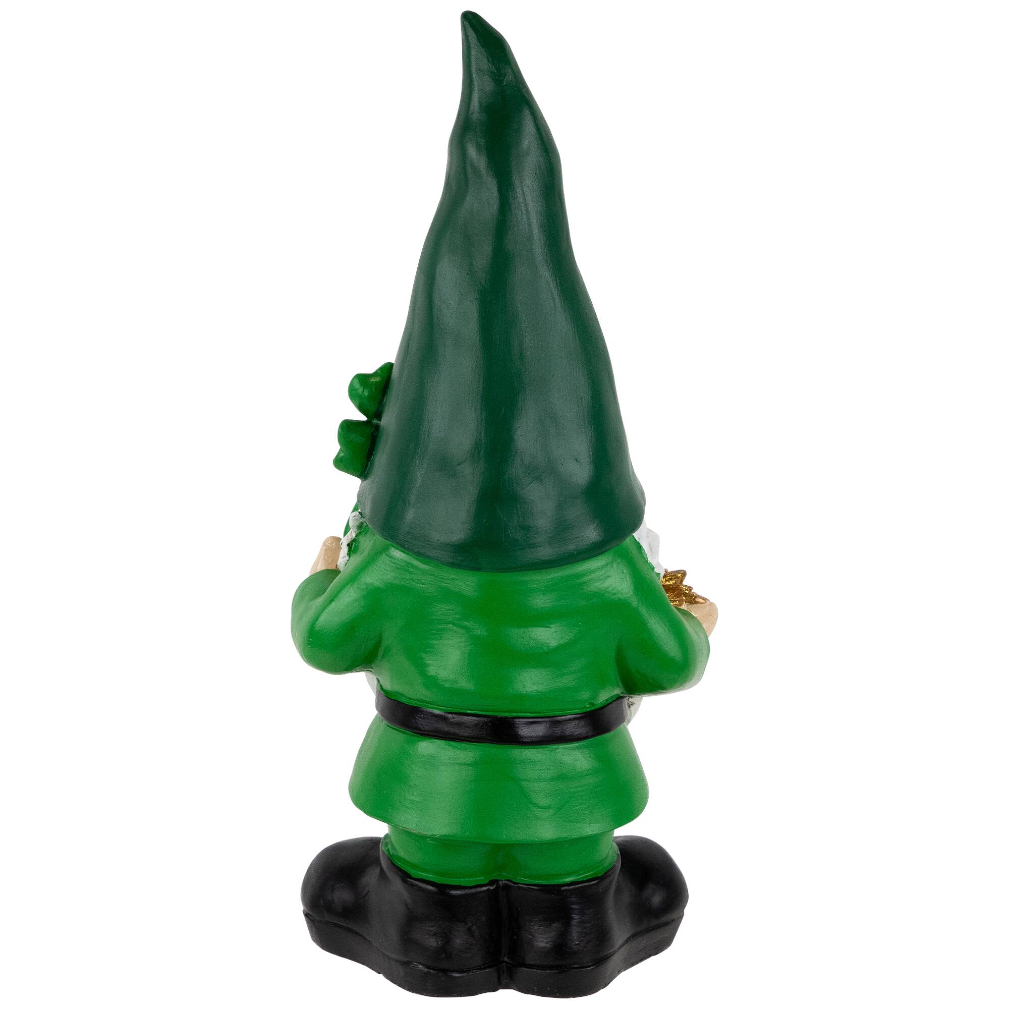 16.25" St. Patrick's Day Shamrock Gnome Outdoor Garden Statue