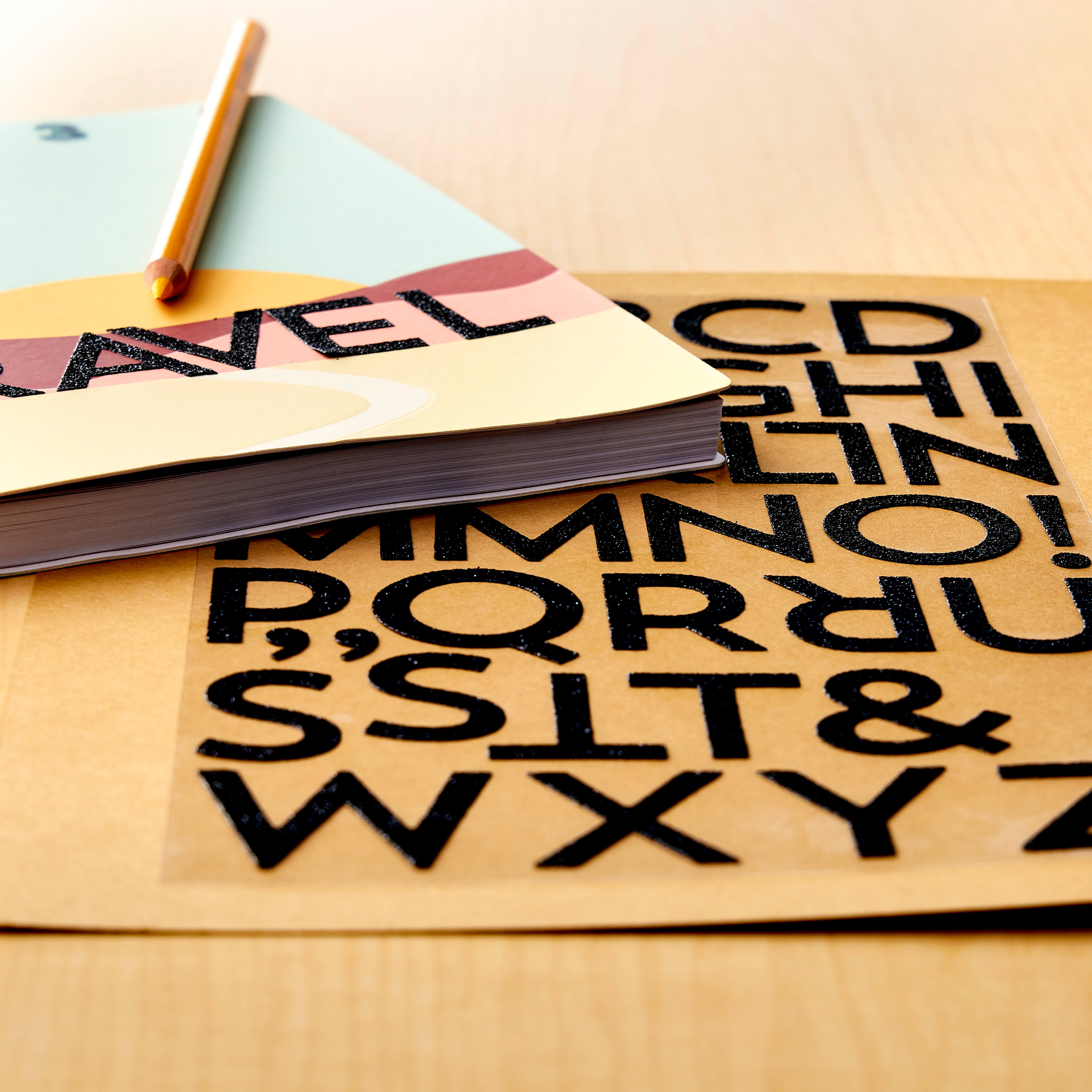 12 Packs: 86 ct. (1,032) Black Glitter Block Alphabet Stickers by Recollections™