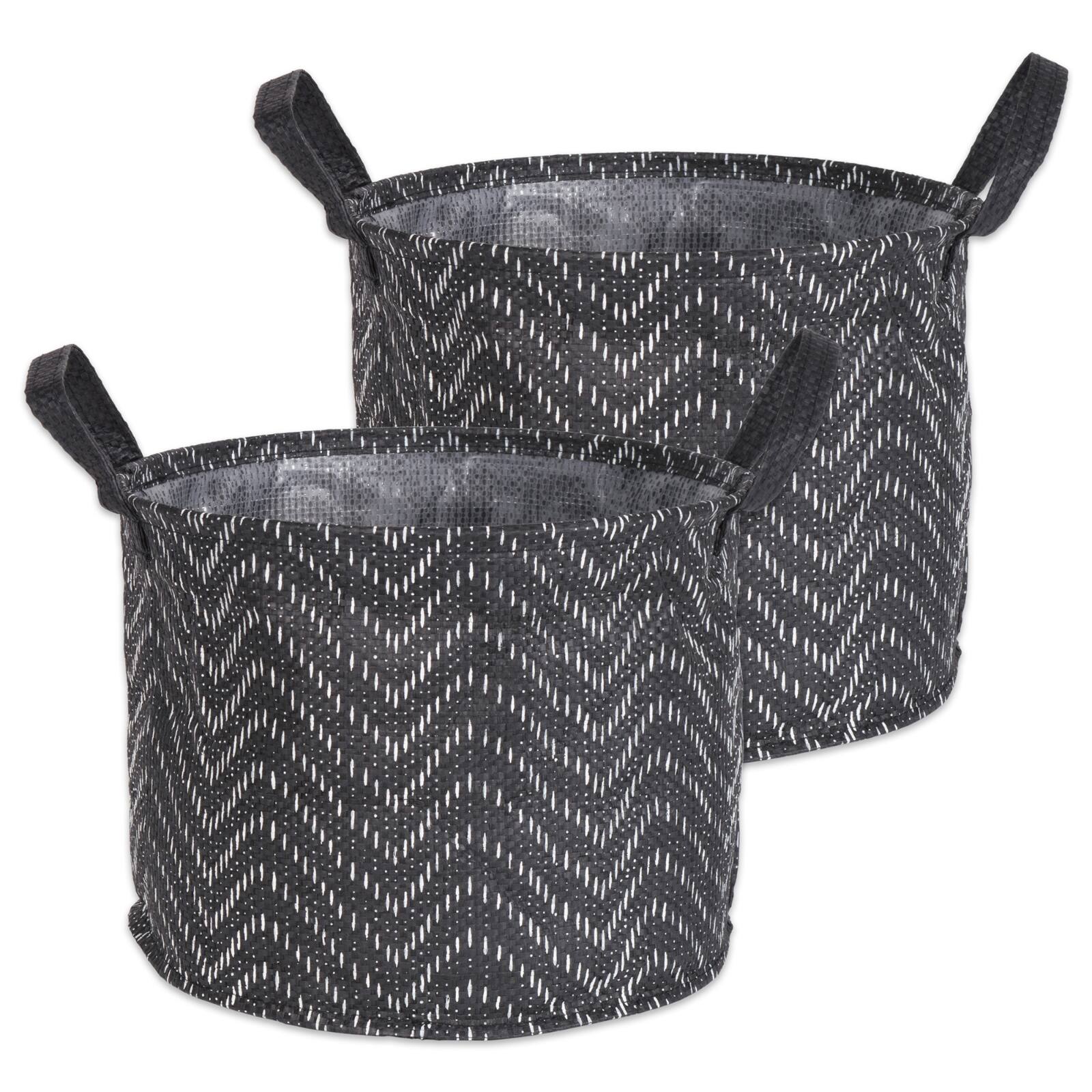 DII® Medium Round Black & White Tribal Chevron PE-Coated Woven Paper Laundry Bin, 2ct.