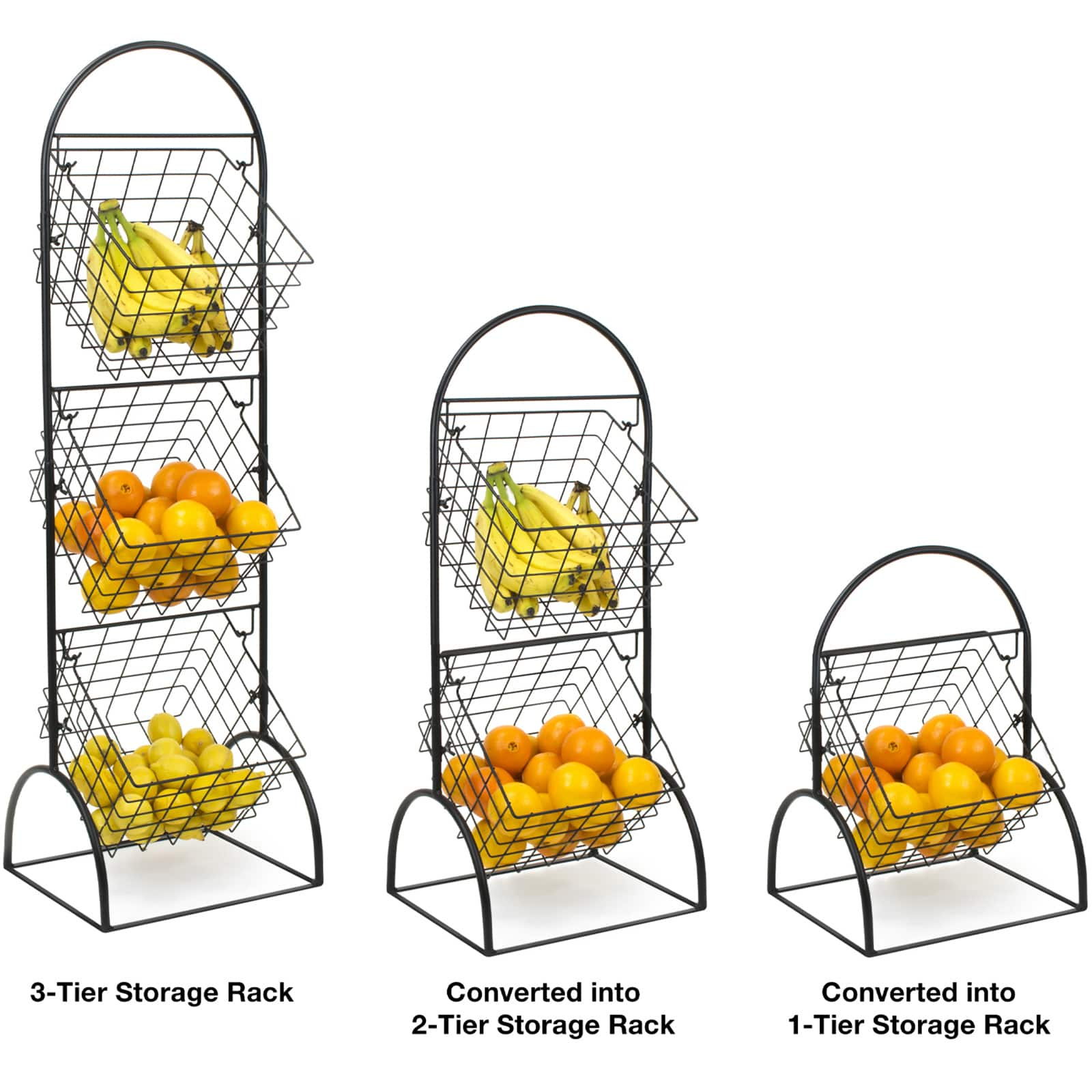 Sorbus 46.75&#x22; Black 3-Tier Adjustable Basket Stand