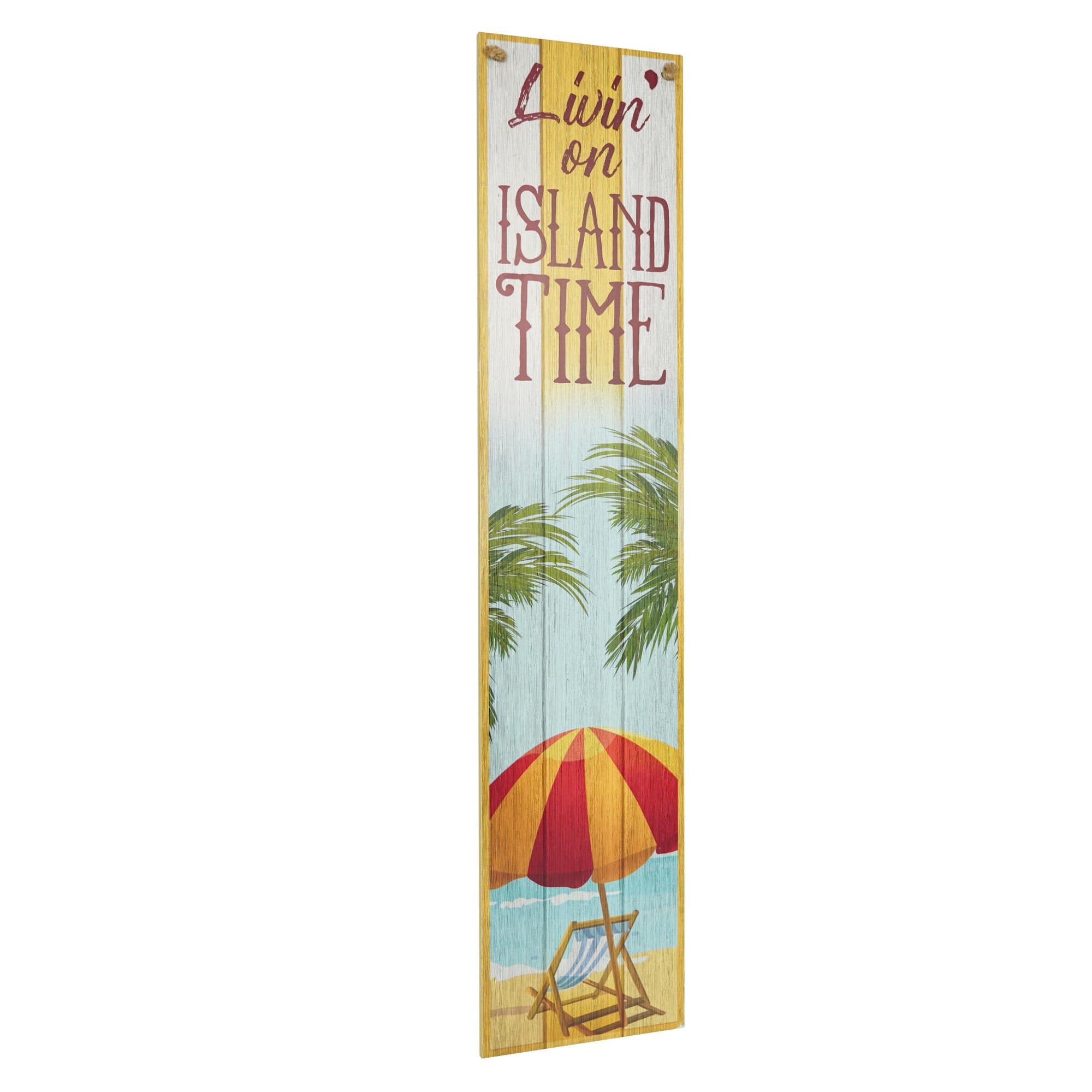 American Art D&#xE9;cor&#x2122; 47.25&#x22; Flip Flop Repair Island Time Double-Sided Hanging &#x26; Leaning Wall Sign